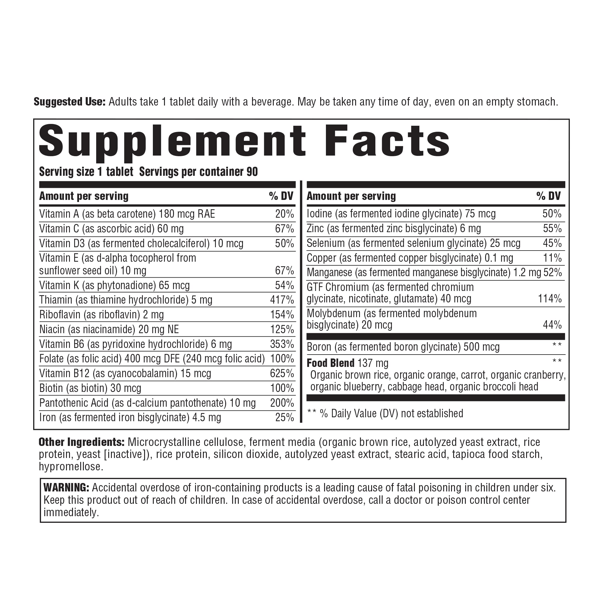 INNATE Response Formulas One Daily - Daily Herb-Free Multivitamin - Includes B Vitamins - Vegetarian, Non-GMO, and Kosher - Made Without 9 Food Allergens - 90 tablets (90 Servings)