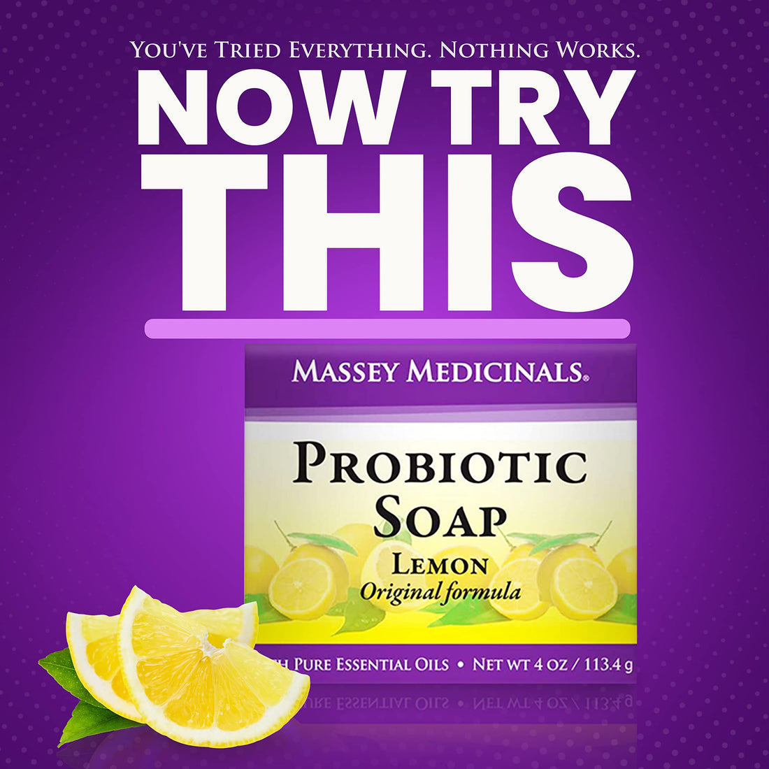 Masseyââ‚¬â„¢s CF 100% Natural Probiotic Soap - Powerful Tea Tree and Lemon Body Soap - 4oz Lemon Scent