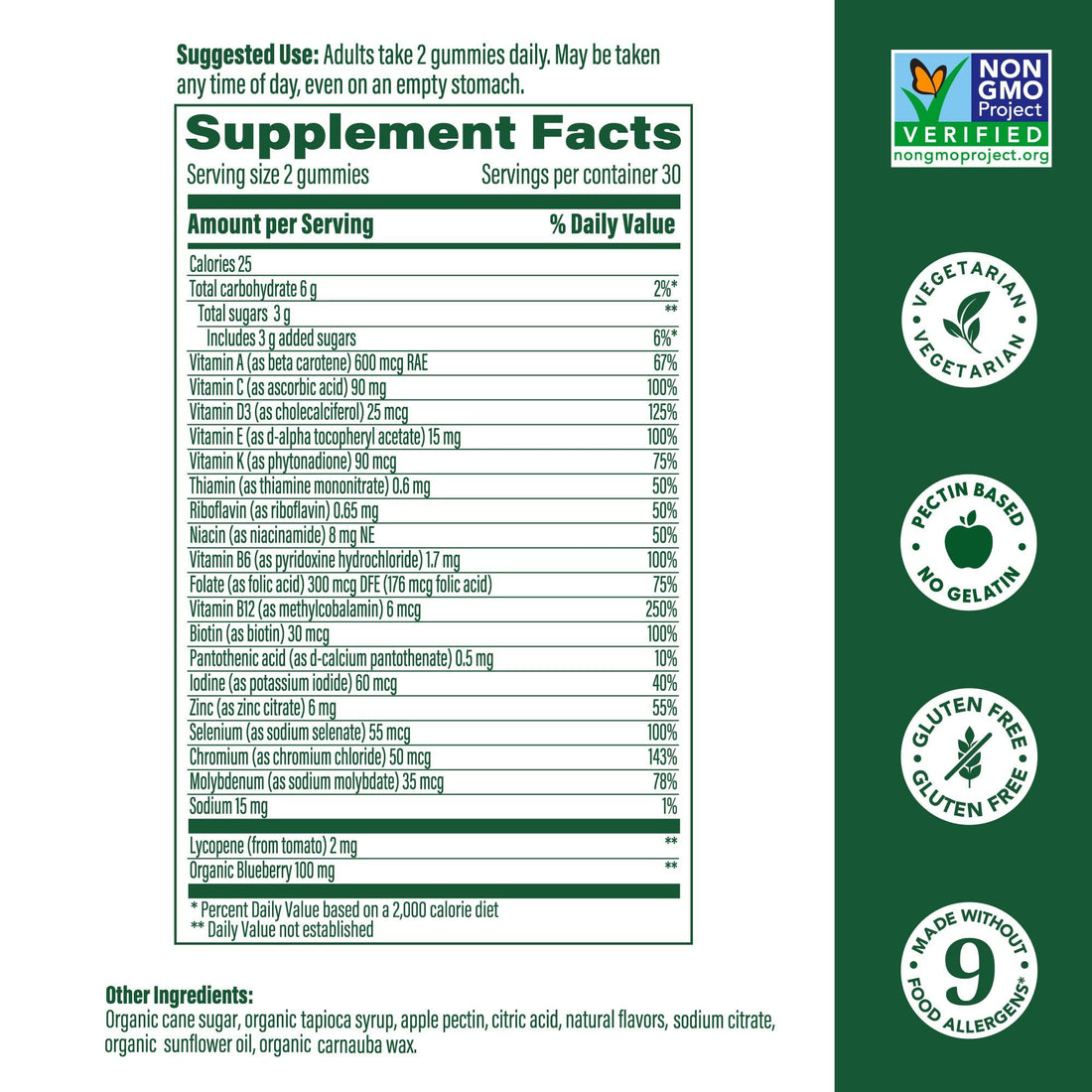 MegaFood Men's Multi - Multivitamin for Men - Gummy Vitamins for Men - Vitamin C, Vitamin D, Zinc, Vitamin B12 & Real Fruit - Immune Support - Vegetarian - Wild Blueberry - 60 Gummies (30 Servings)