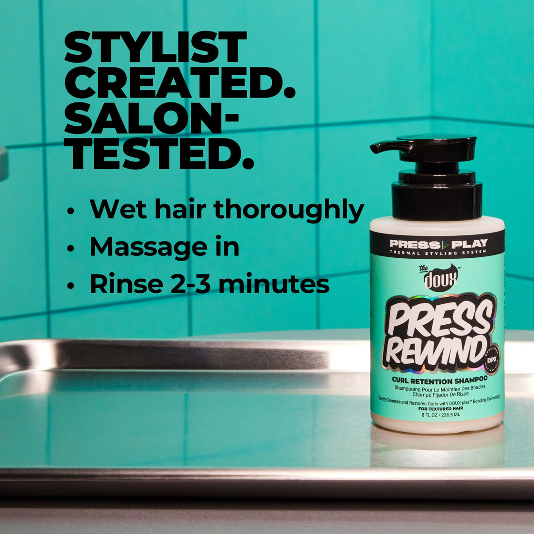 The Doux PRESS REWIND Curl Retention Shampoo - For Cleansing and Restoring Curly Hair for Women and Men