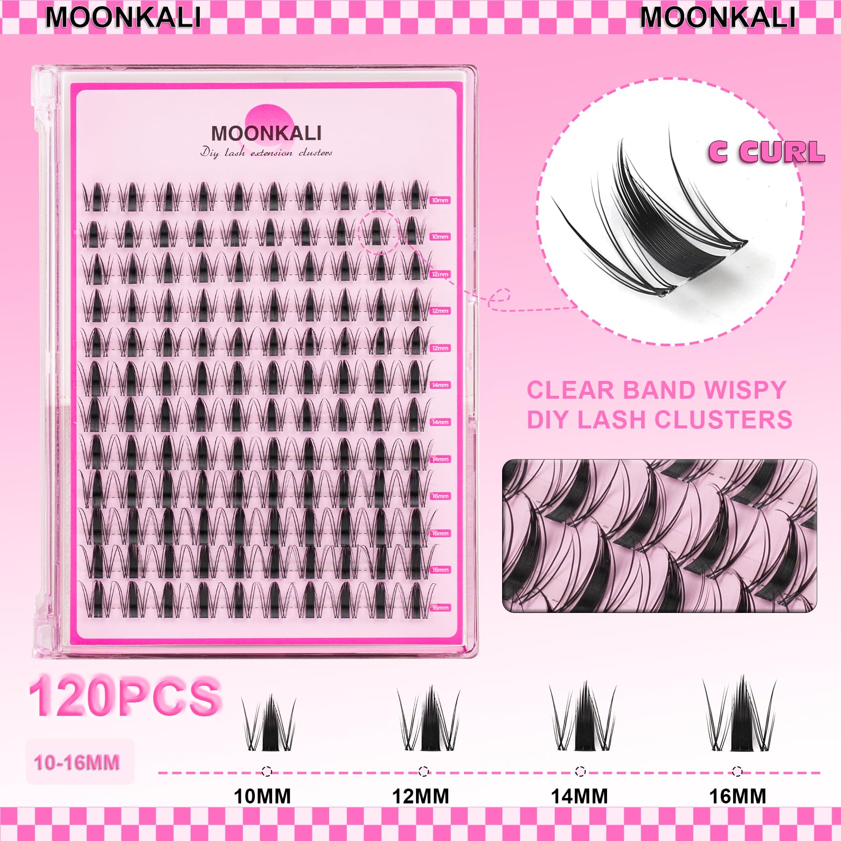 Wispy Lash Clusters Manga Eyelash Clusters Natural Fairy Clear Band Lashes Clusters Spiky 10-16MM Cluster Eyelash Extensions DIY 120Pcs CC Curl Anime Eyelashes Extension Clusters by MOONKALI