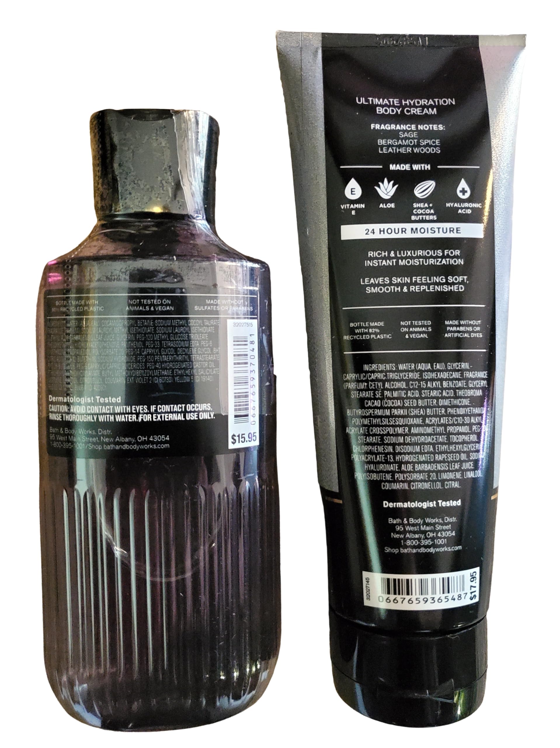 Bath & Body Works Men's Graphite Ultimate Hydration Body Cream and 3-in-1 Face, Hair, Body Gel Wash 2 Piece Set