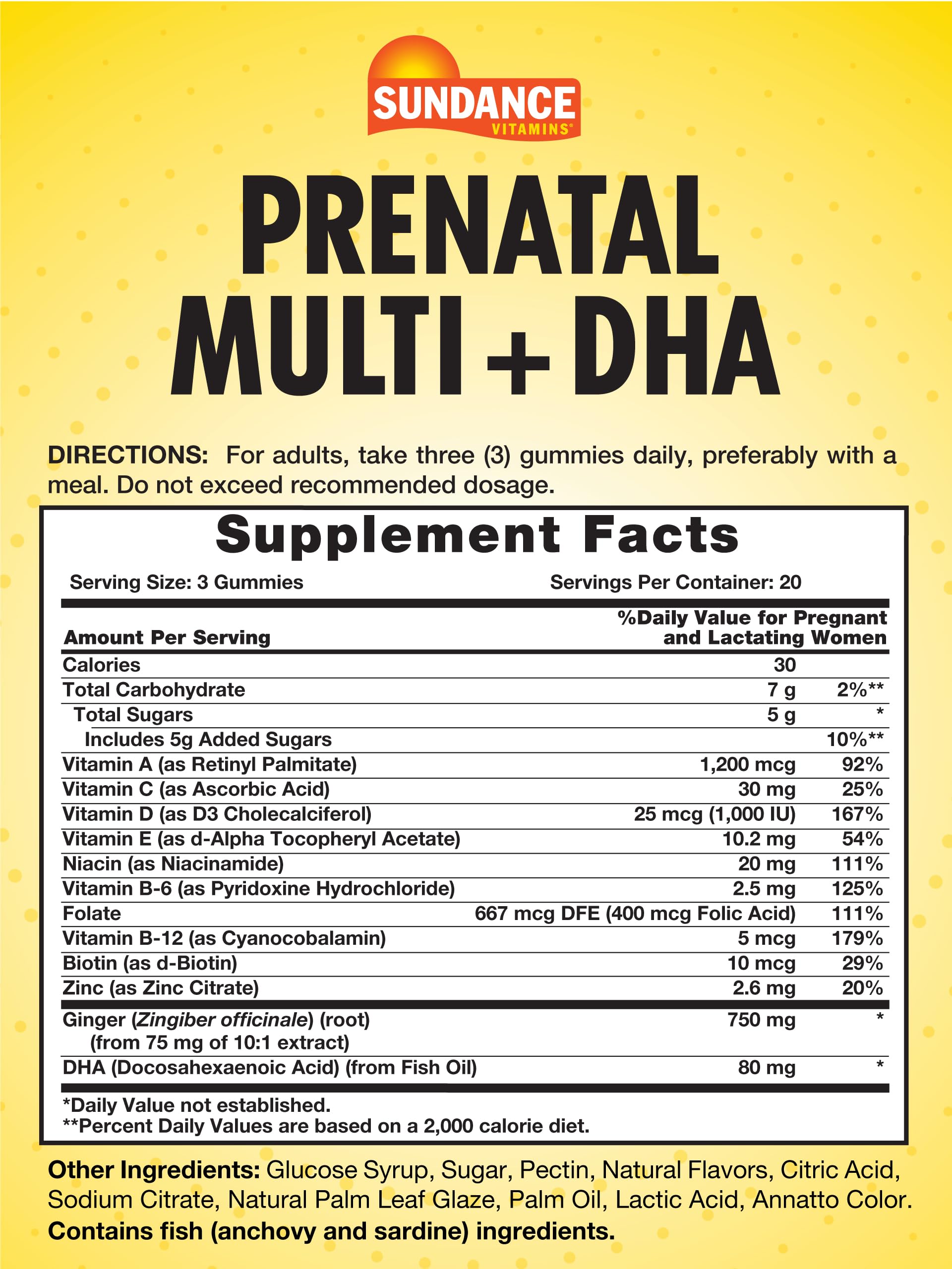 Sundance Prenatal Multivitamin for Women | with DHA & Folate | 60 Gummies | Fruit Flavor | for Use Before, During, and After Pregnancy | Non-GMO and Gluten Free Supplement