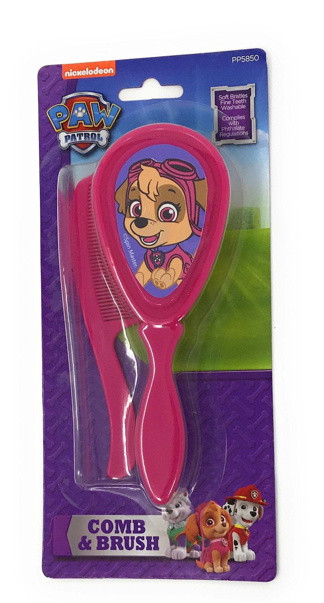 Paw Patrol Baby Toddler Comb & Brush Set Featuring Your Choice of Chase, Marshall, Skye or Everest (Skye Pink)