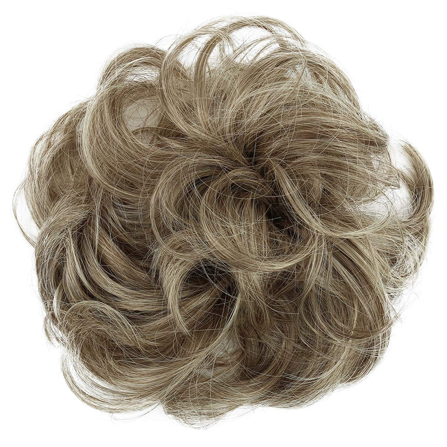sandy blonde grey mix 12/88 : PRETTYSHOP Scrunchie Scrunchy Bun Up Do Hair piece Hair Ribbon Ponytail Extensions Wavy Curly or Messy sandy blonde grey mix 12/88