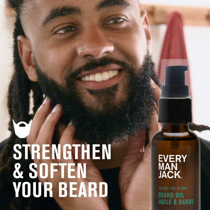 Every Man Jack Mens Beard Oil - Sea Salt Fragrance - Deeply Moisturizes and Softens Your Beard and Adds a Natural Shine - Naturally Derived with Shea Butter and Argan Oil - 1 fl oz