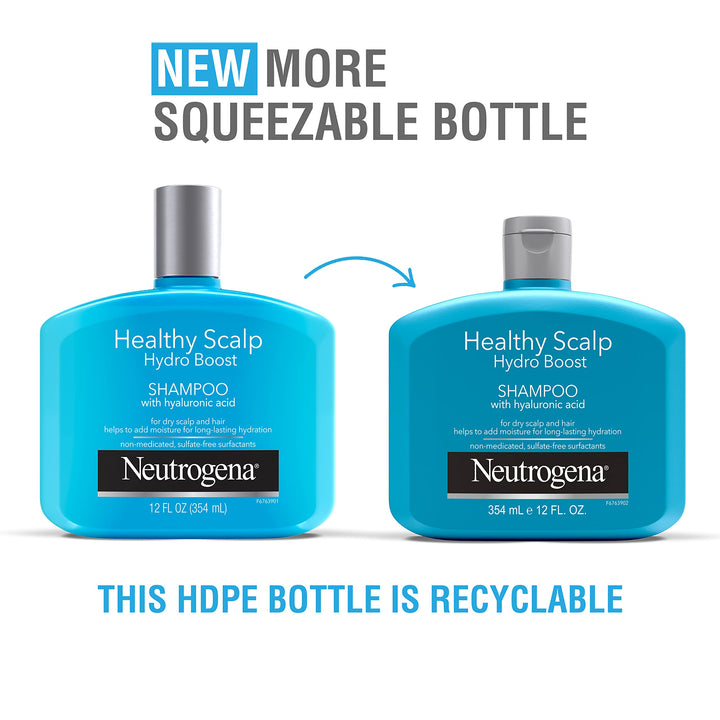 Neutrogena Moisturizing Healthy Scalp Hydro Boost Shampoo for Dry Hair and Scalp, with Hydrating Hyaluronic Acid, pH-Balanced, Paraben & Phthalate-Free, Color-Safe, 12 fl oz