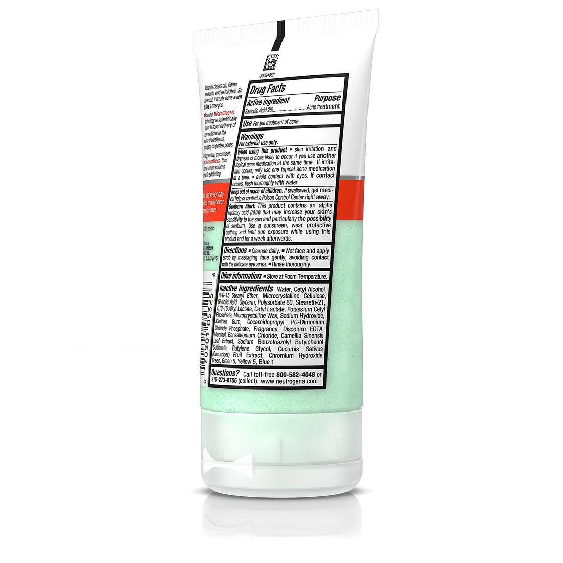 Neutrogena Oil-Free Acne Stress Control Power-Clear Face Scrub, Salicylic Acid Acne Treatment for Acne-Prone Skin, 4.2 fl. oz