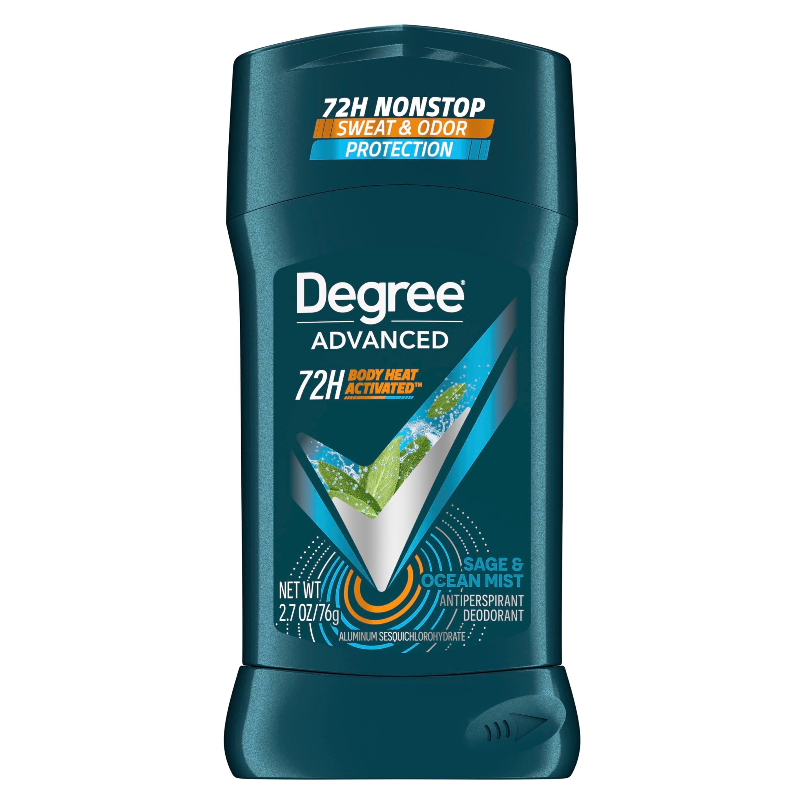 Degree Men Antiperspirant Deodorant Sage & Ocean Mist 72-Hour Sweat and Odor Protection Antiperspirant For Men With Body Heat Activated Technology 2.7 oz