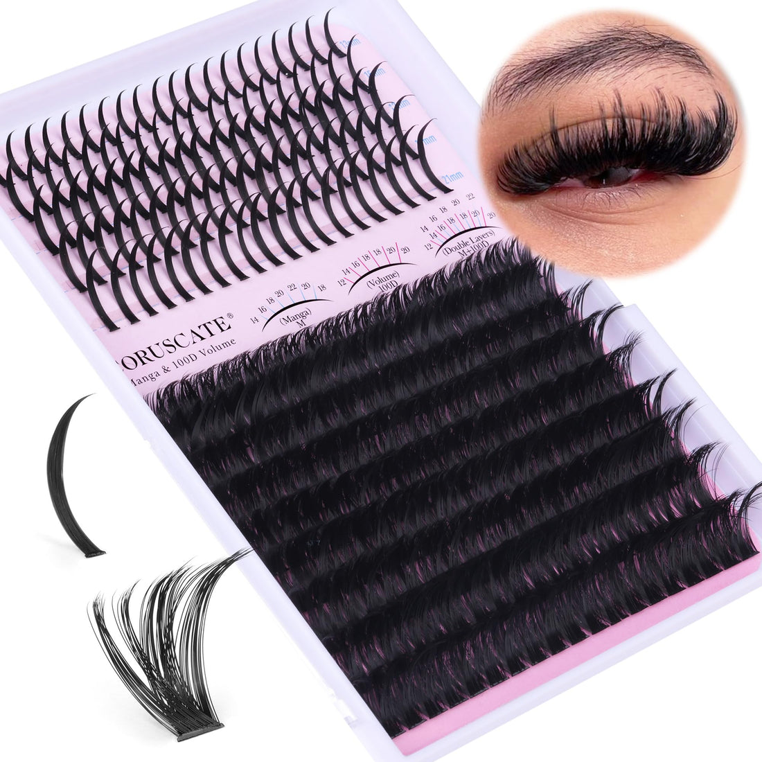 Lash Clusters 100D Long 12-20mm Lash Spikes Eyelash Clusters Volume Individual Lashes DIY Spiky Lash Extension Mega Cluster Eyelash Extensions Mink Strips Lashes Thick by CORUSCATE