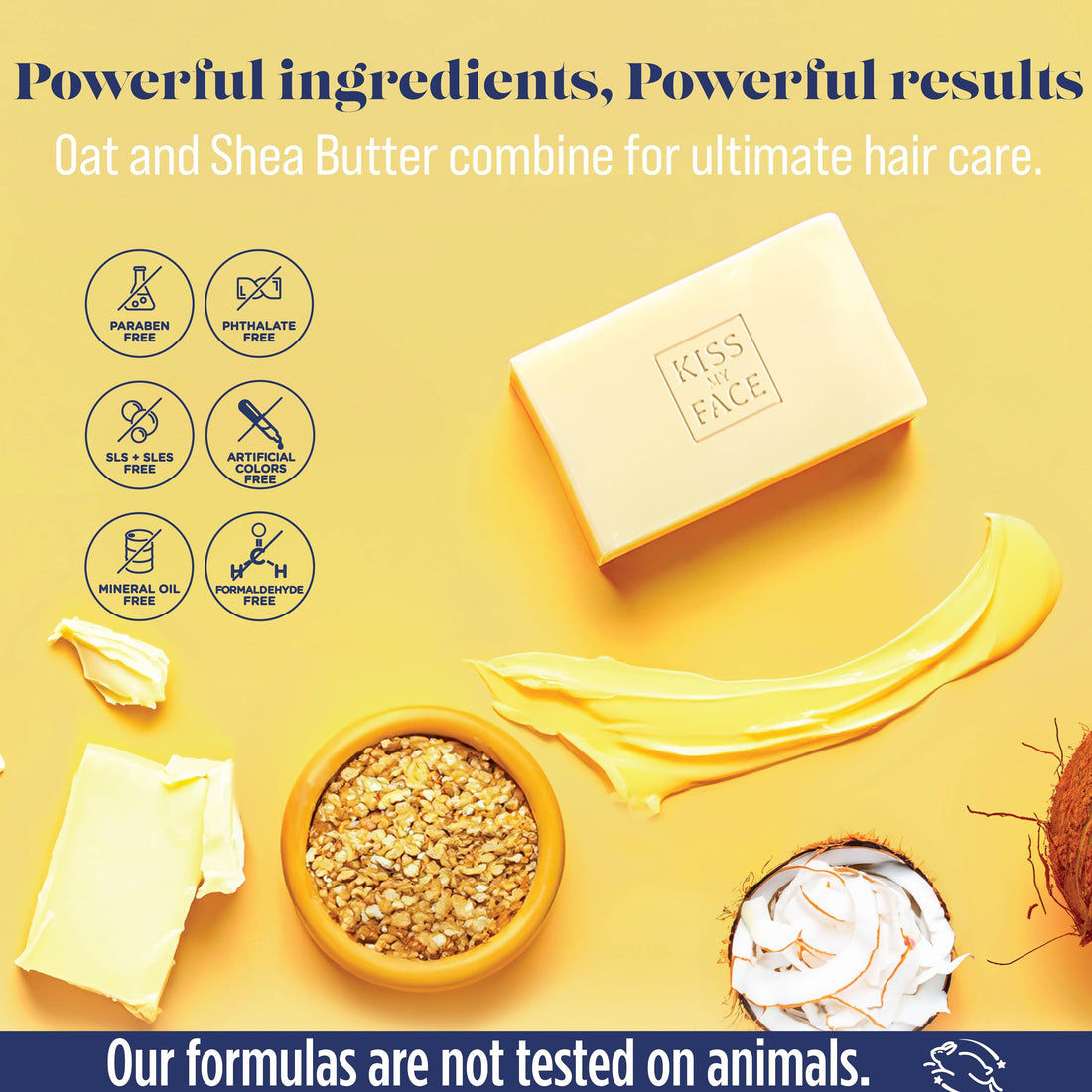 Kiss My Face Nourish 2-in-1 Shampoo + Conditioner Bar - Palm Oil-Free, Cruelty-Free Shampoo and Conditioner Bar for Dry, Dull & Frizzy Hair with Oat and Shea Butter (Pack of 1)