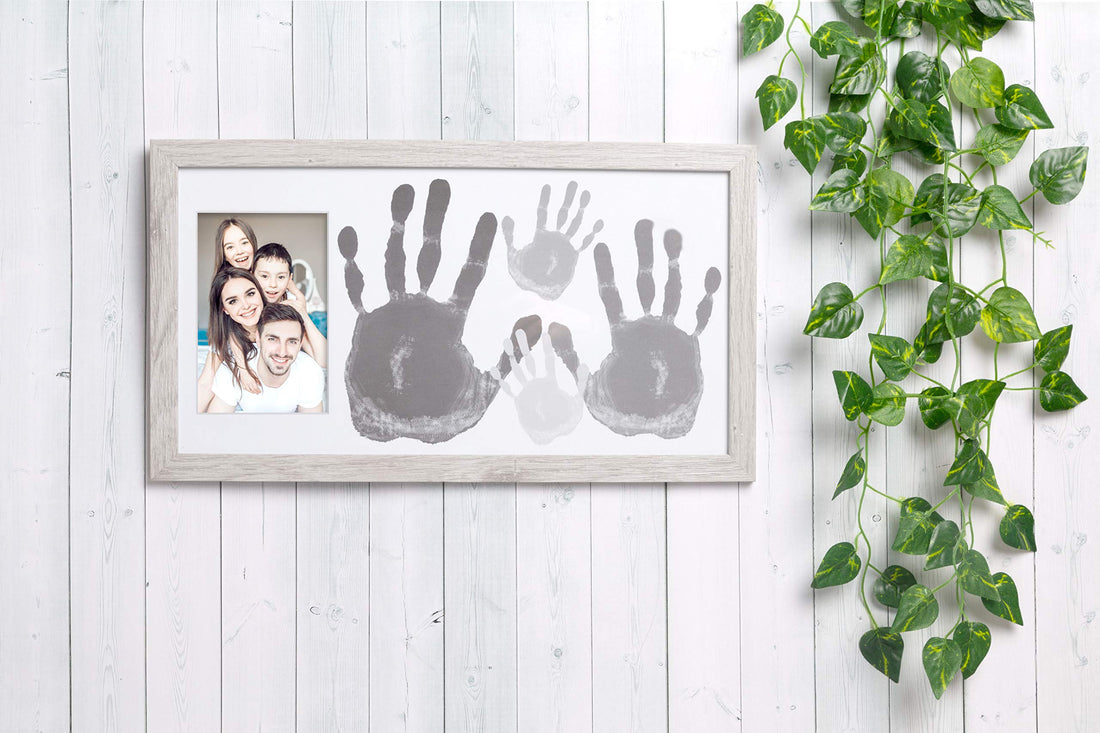 Kate & Milo Rustic Family Handprint Photo Frame, Keepsake Frame, DIY Craft for Parents and Children, Farmhouse Decor, 6 x 4 Photo Inserts, Distressed Wood