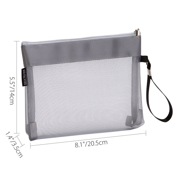 Sea Team 6pcs Multicolored Portable Travel Toiletry Pouch Nylon Mesh Cosmetic Makeup Organizer Bag with Zipper (ST-CB0616)