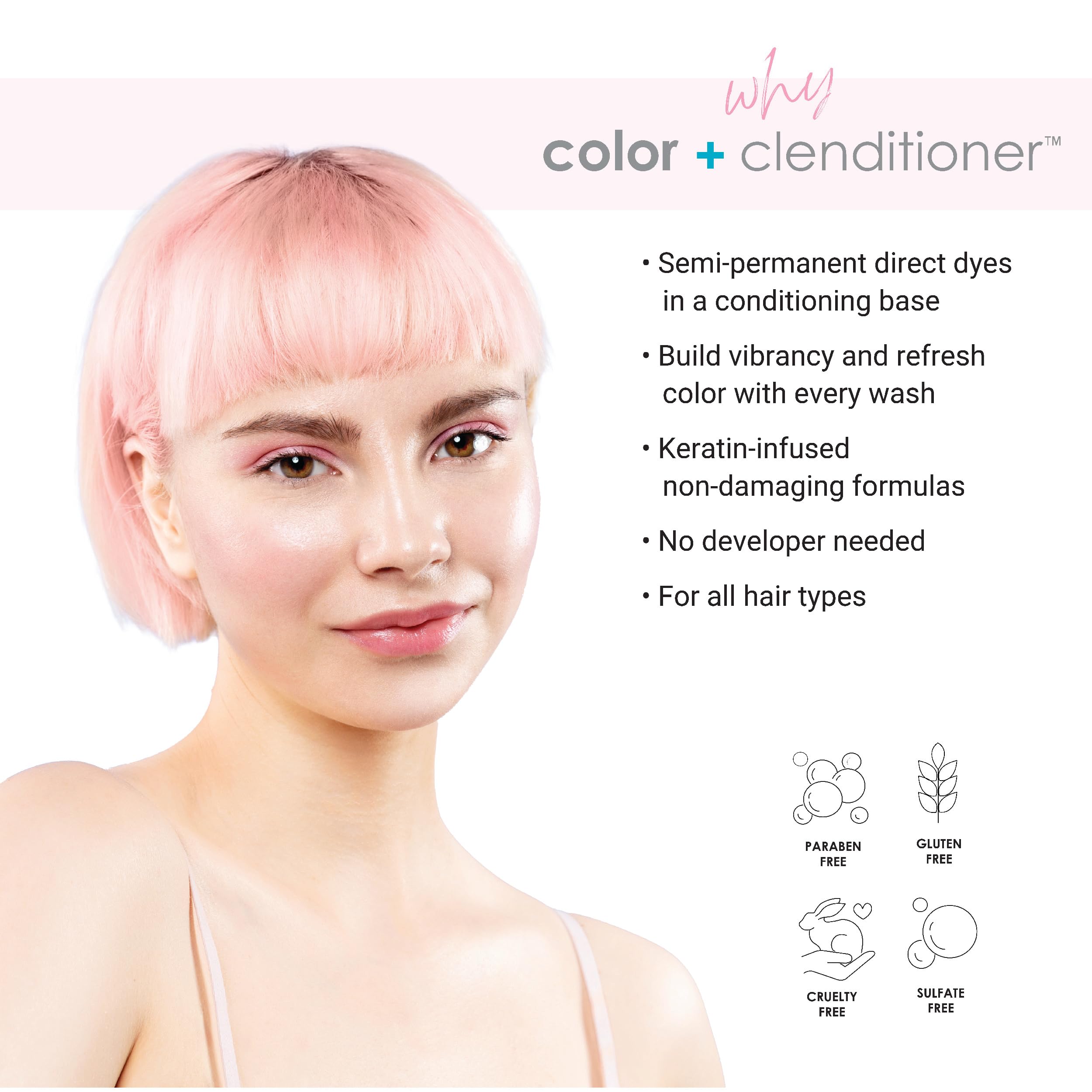Keracolor Clenditioner LIGHT PINK Hair Dye - Semi Permanent Hair Color Depositing Conditioner, Cruelty-free, 33.8 Fl. Oz.