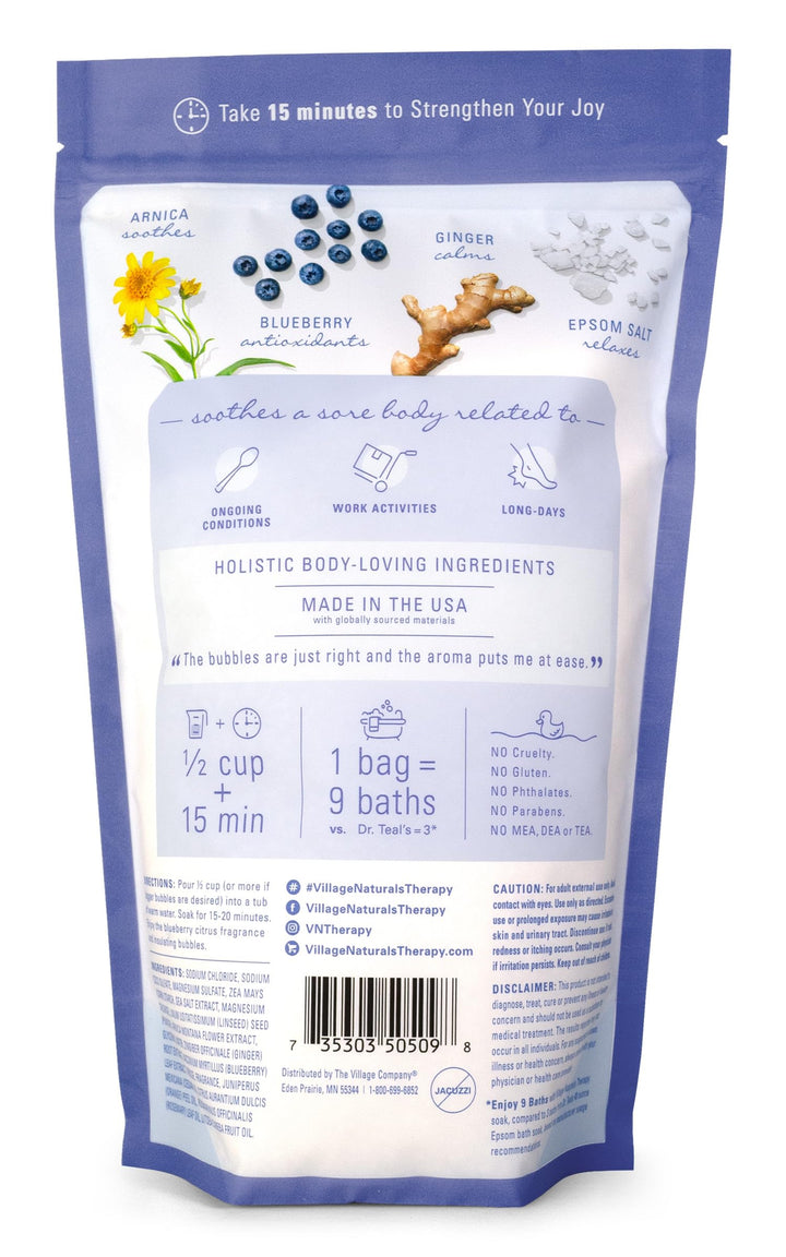 Village Naturals Therapy Comfort Foaming Bath Soak, Blueberry Citrus Scent, 36 oz, Pack of 2