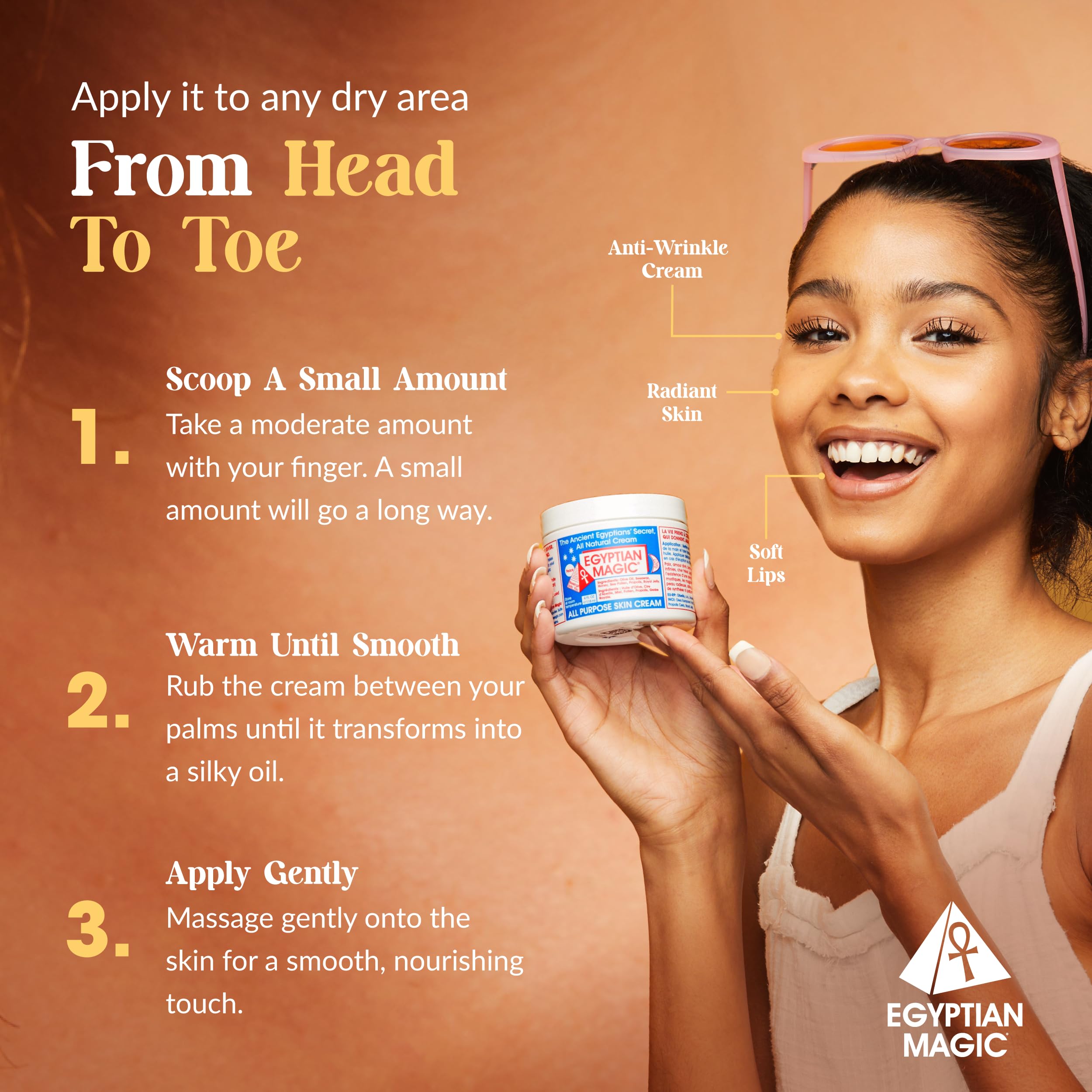 EGYPTIAN MAGIC - All Purpose Face, Body, and Dry Skin Moisturizing Cream, Skin Protectant for Women & Men, Eczema Care Healing Balm, Scar Treatment, Stretch Marks, and Tattoo Aftercare, 4 & 2oz Bundle