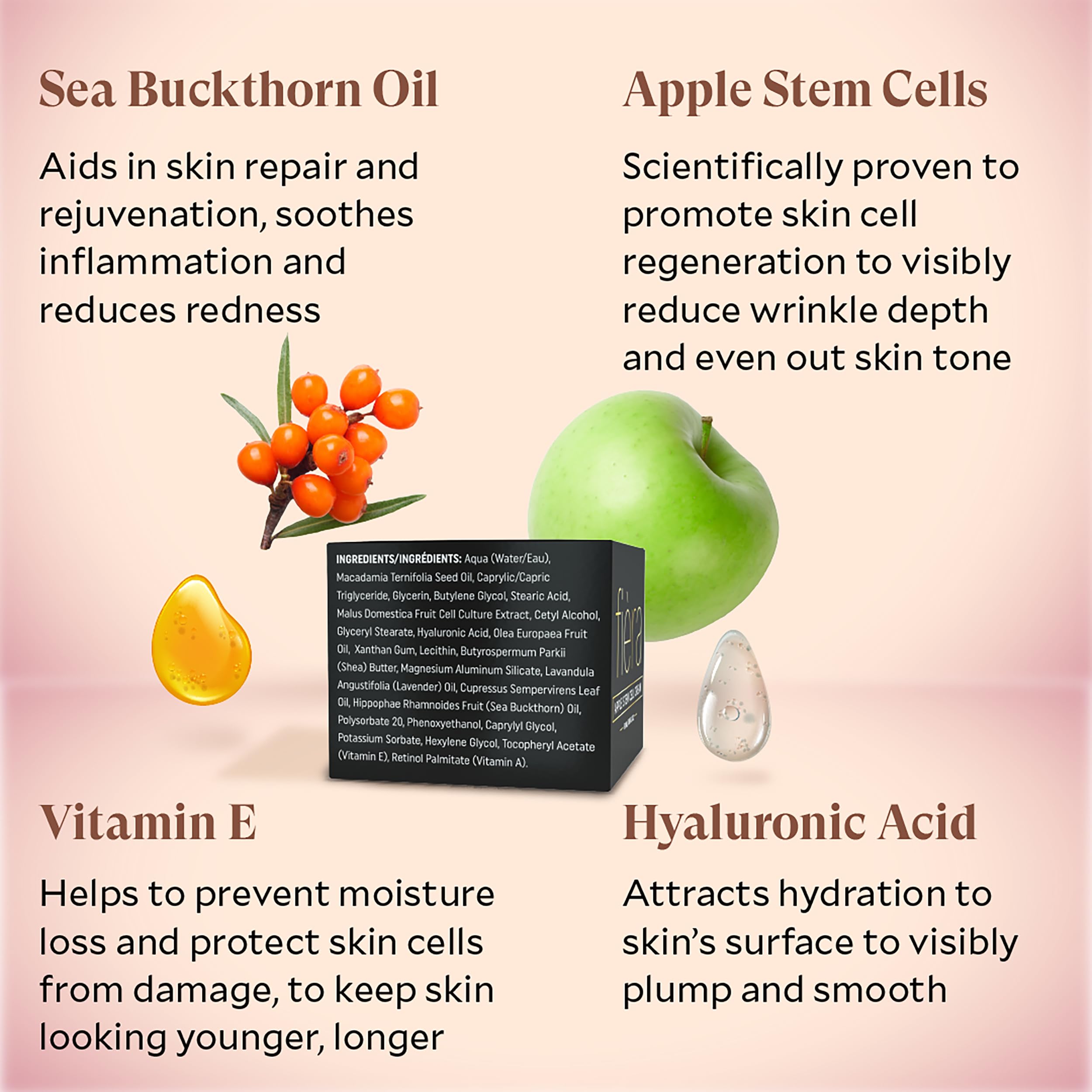 FIÈRA 24-Hour Rejuvenating Face Cream with Apple Stem Cells - Anti-Aging Moisturizer for Mature Skin, Day & Night Hydration, Improves Skin Tone, Texture, and Elasticity - 1.69 FL. OZ. / 50 ML