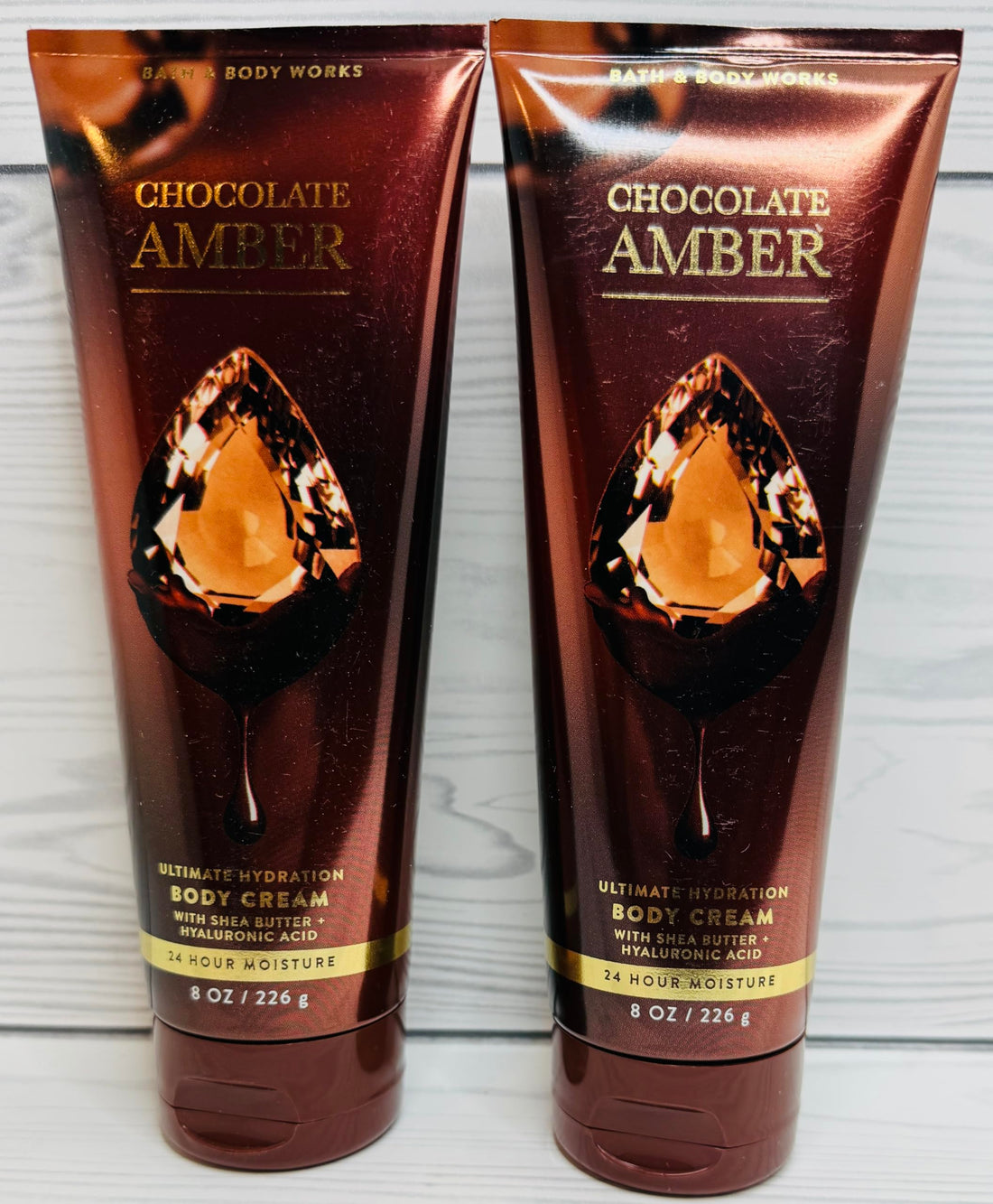 Bath & Body Works Chocolate Amber Ultimate Hydration Body Cream 8 Ounces Pack of 2