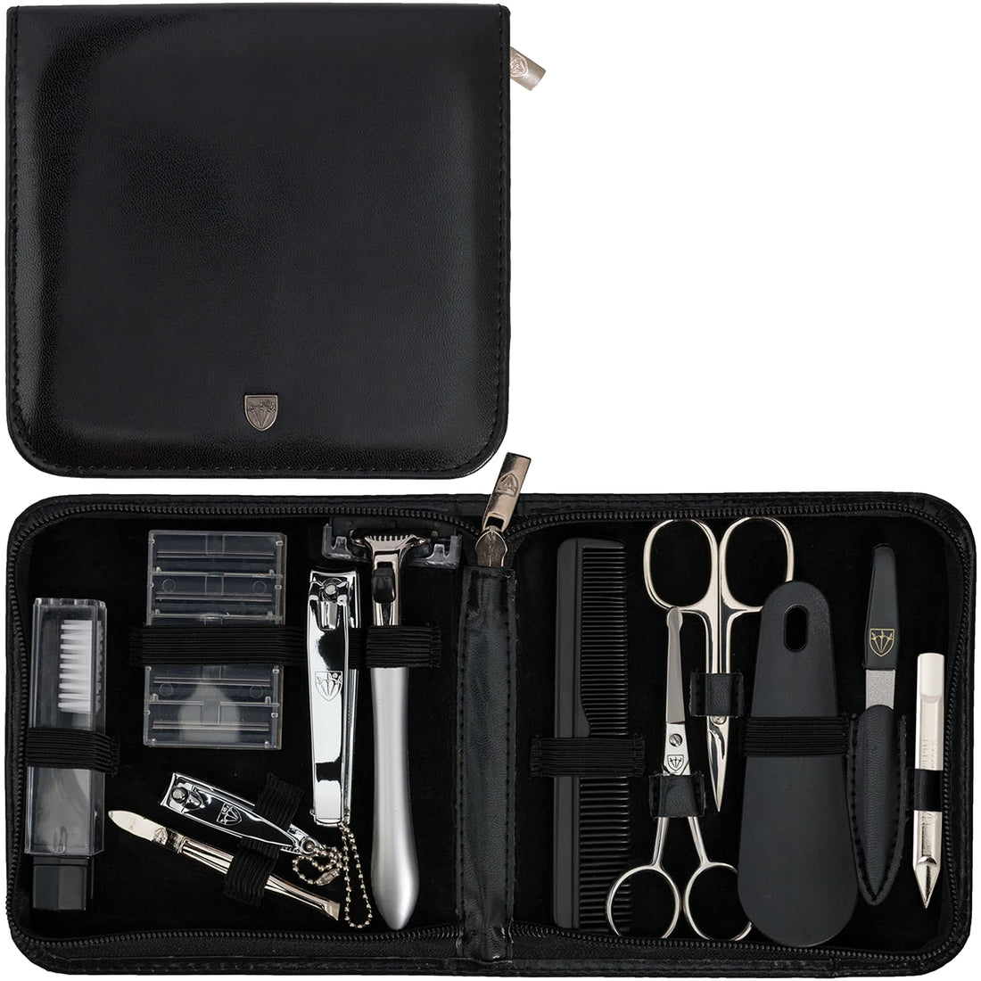 THREE SWORDS - Exclusive 12-Piece MANICURE - PEDICURE - GROOMING - NAIL CARE set / kit / case - basic-standard quality (633514)