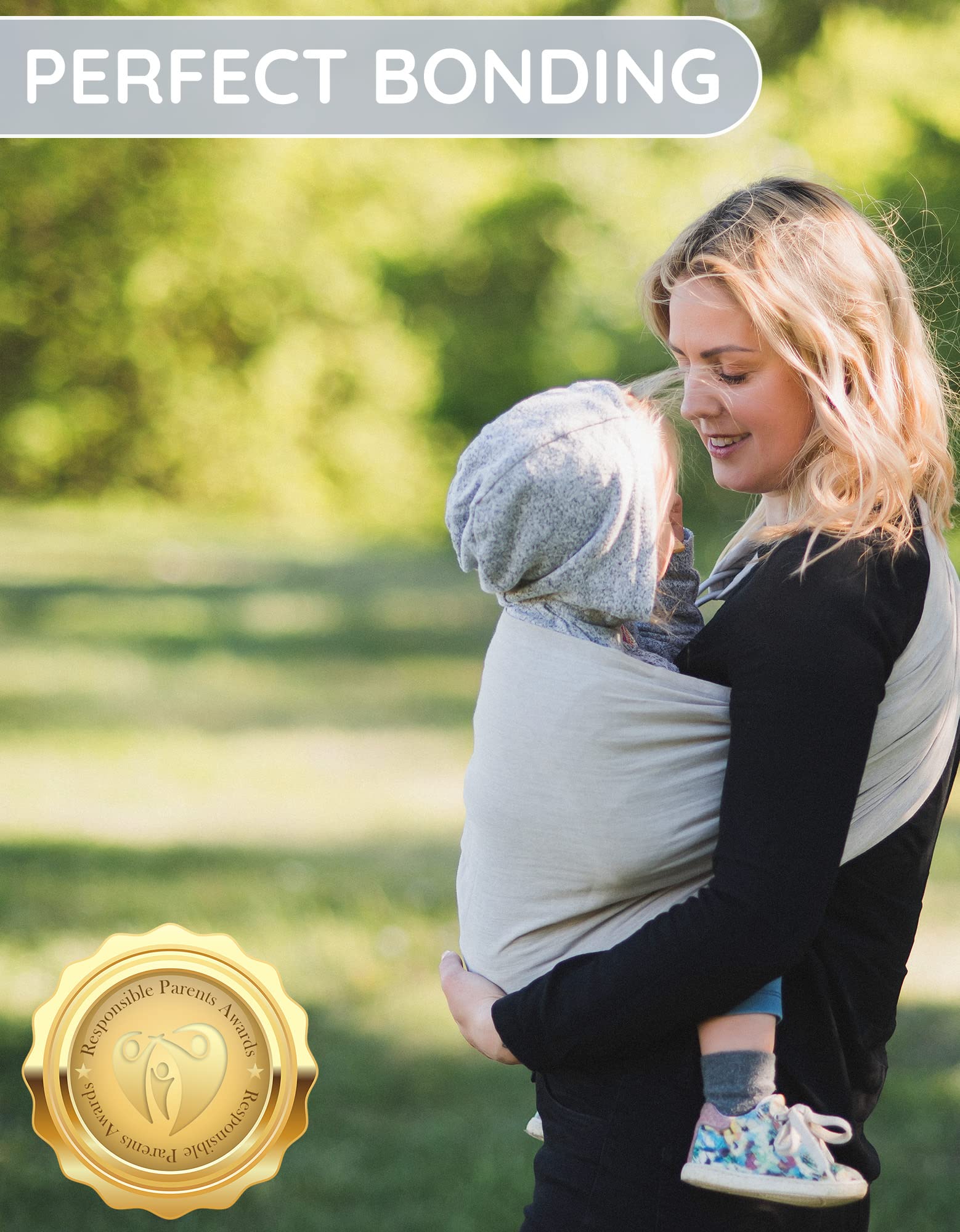 Ring Sling Baby Carrier 100% Cotton Muslin Front and Chest Newborn to Toddler Carrier and Baby Sling (Beige)