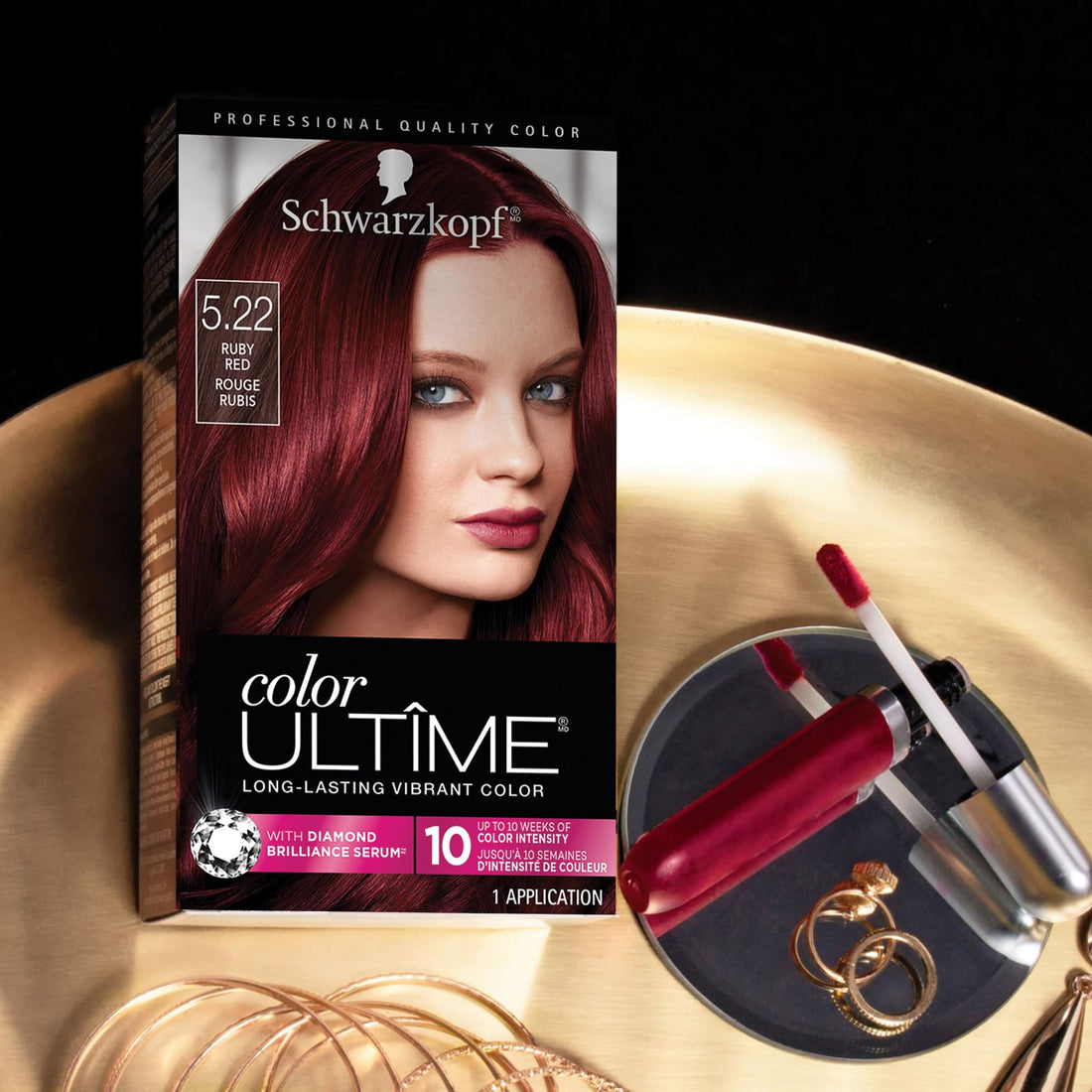 Schwarzkopf Color Ultime Hair Color, 5.22 Ruby Red, 1 Application - Permanent Red Hair Dye for Vivid Color Intensity and Fade-Resistant Shine up to 10 Weeks