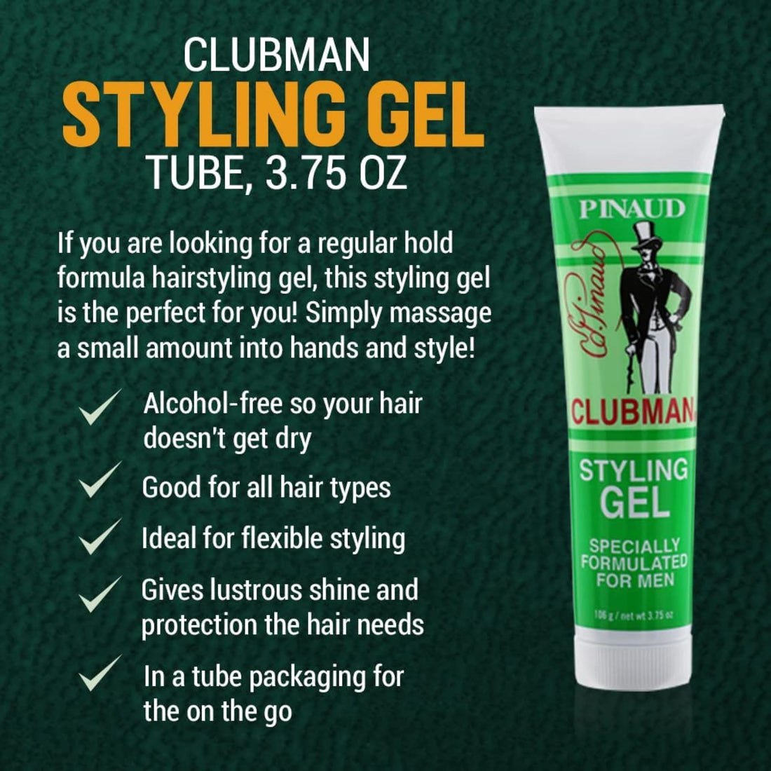 Clubman Styling Gel Tube 3.75oz For Men (3 Pack)