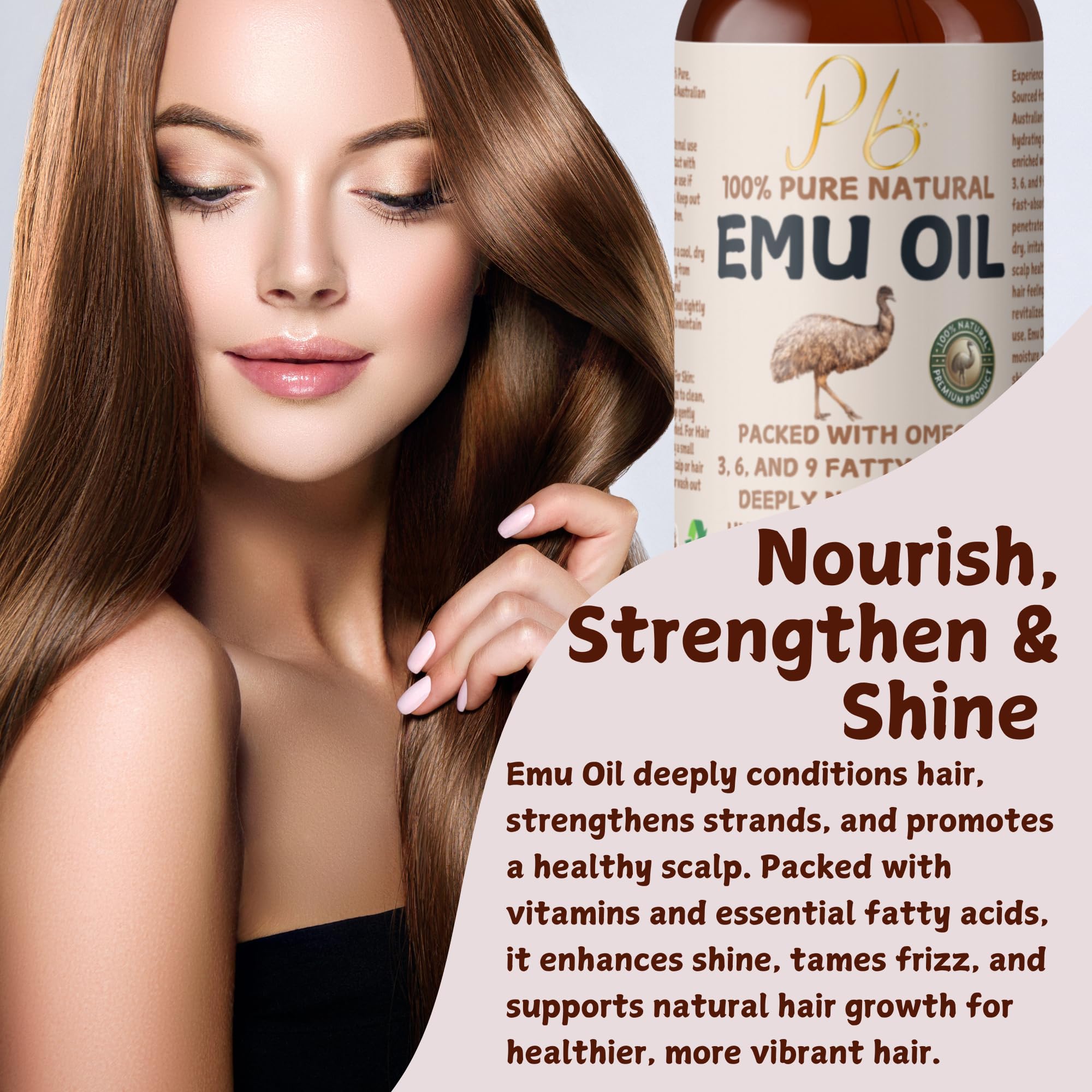 Emu Oil, 100% Pure Australian Emu Oil – Refined & Unscented – Natural Moisturizer for Hair, Skin, Face & Body – Helps with Scars, Dry Skin & Massage – 4 fl oz Glass Bottle