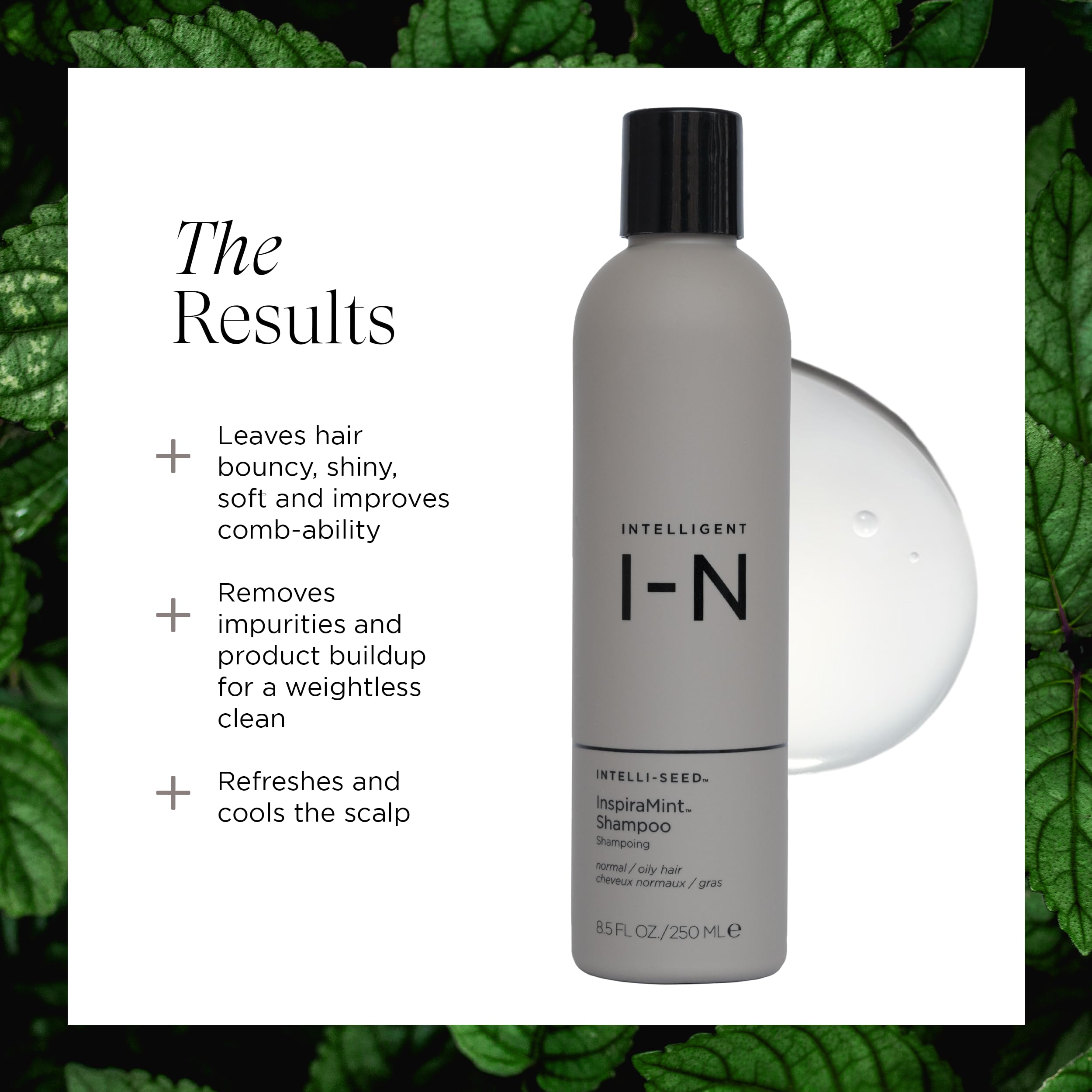 Intelligent Nutrients InspiraMint Shampoo, Invigorating Organic Mint Daily Shampoo for Fine and Oily Hair, Balancing, Refreshing, Color-Safe, Vegan, 8.5 Fl Oz