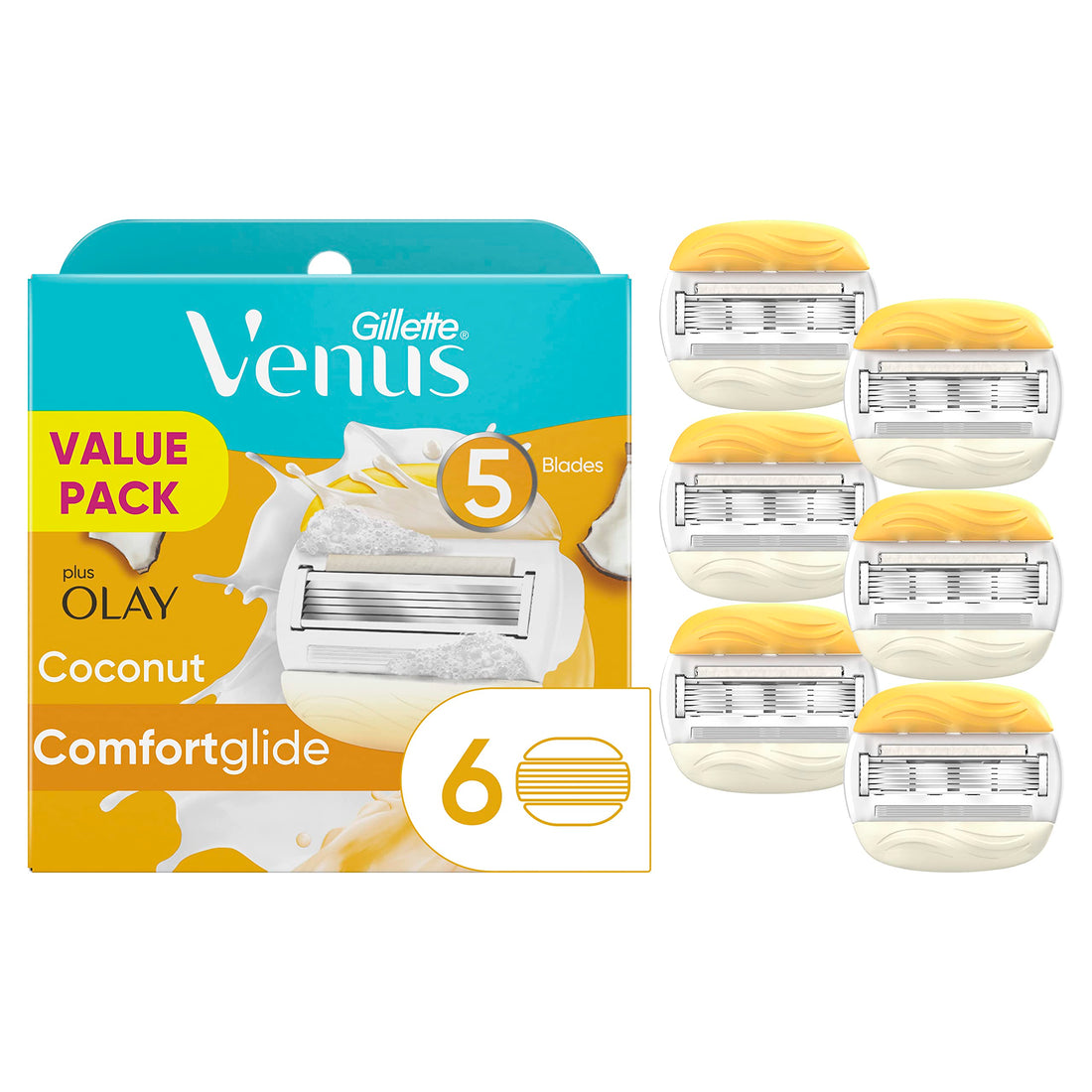 Gillette Venus & Olay Women's Razor Blade Refills, 6 Count (Product Size May Vary), Womens Razors / Blades
