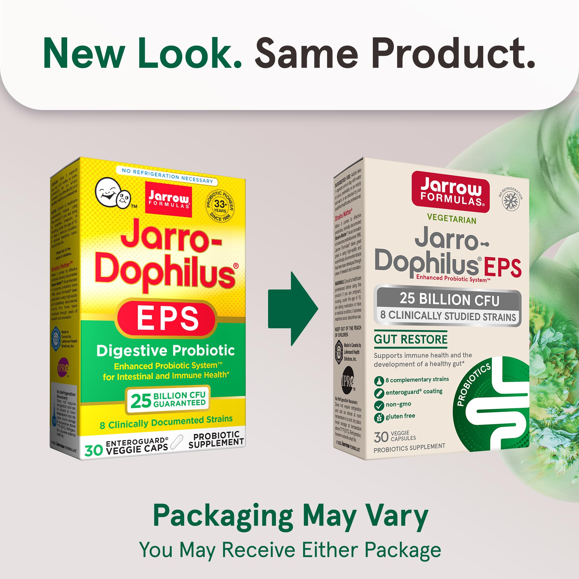 Jarrow Formulas Jarro-Dophilus EPS Gut Restore Probiotics 25 Billion CFU with 8 Clinically-Studied Strains, Dietary Supplement for Intestinal and Immune Support, 30 Veggie Capsules, 30 Day Supply