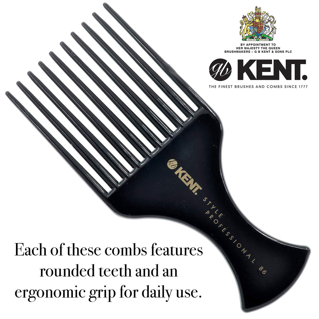 Kent Prong Afro Detangling Comb, Black