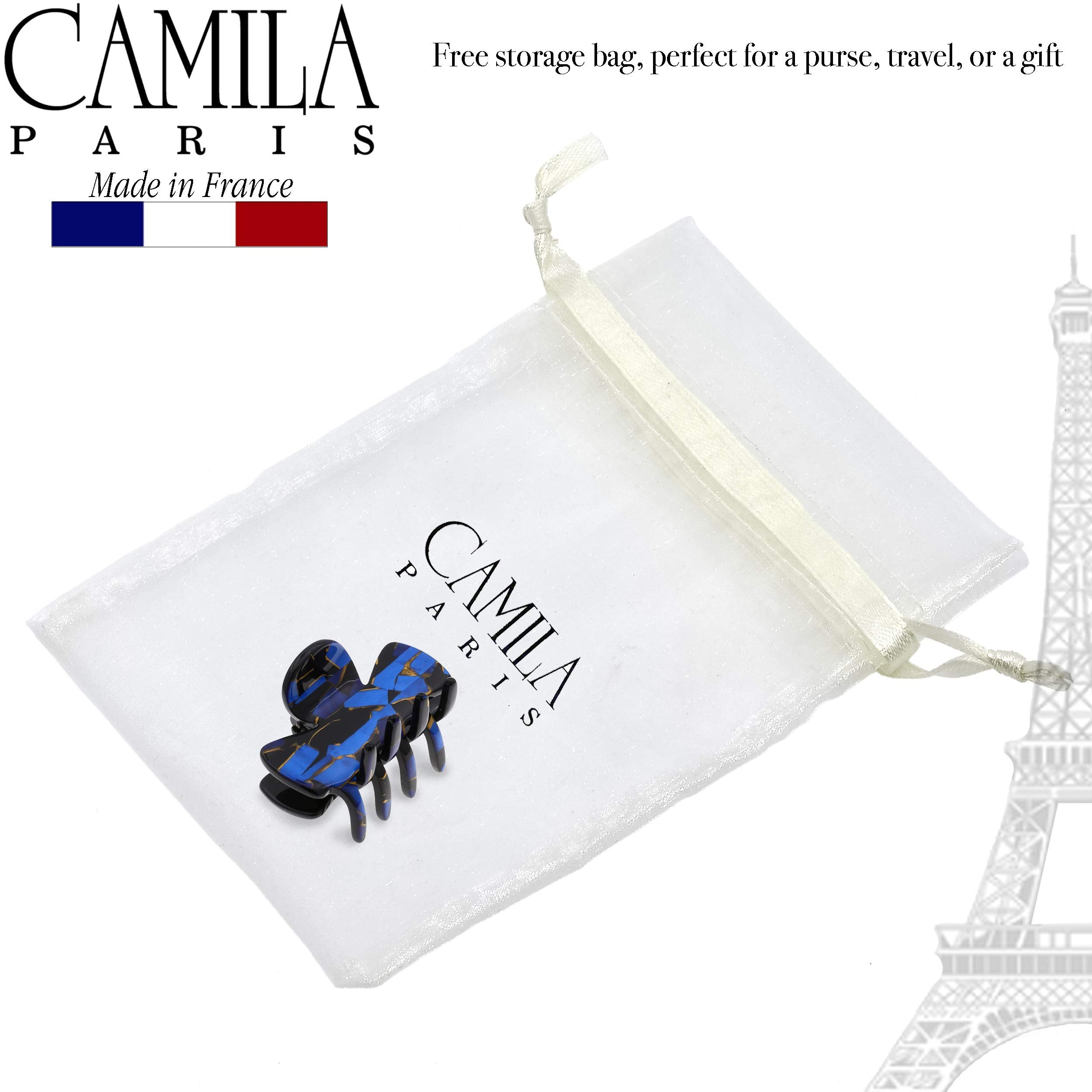 Camila Paris CP2440 French Hair Clips for Women, Small Handmade, Blue, Girls Hair Claw Clips Jaw Fashion Durable Styling Hair Accessories for Women, Strong Hold No Slip Grip, Made in France