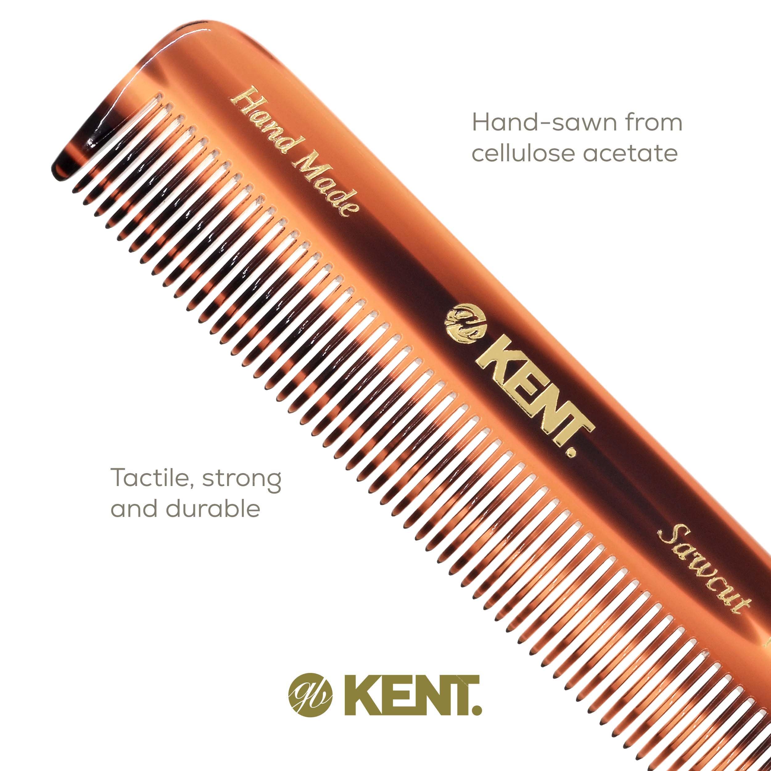 Kent A FOT Handmade All Fine Tooth Saw Cut Beard Comb - Pocket Comb and Travel Comb - Styling Comb Wet Comb for Fine or Thinning Hair, Beard Care, Hair Care for the Essential Kent Beard Kit (6-Pack)