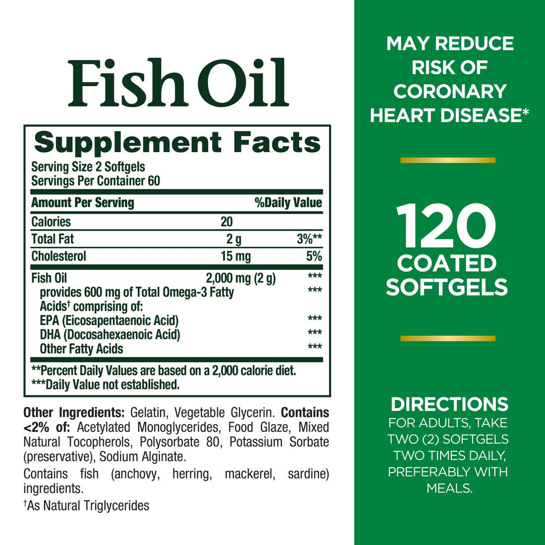 Nature's Bounty Fish Oil, 1000mg, 300mg of Omega-3, 120 Odorless Softgels (Packaging May Vary)