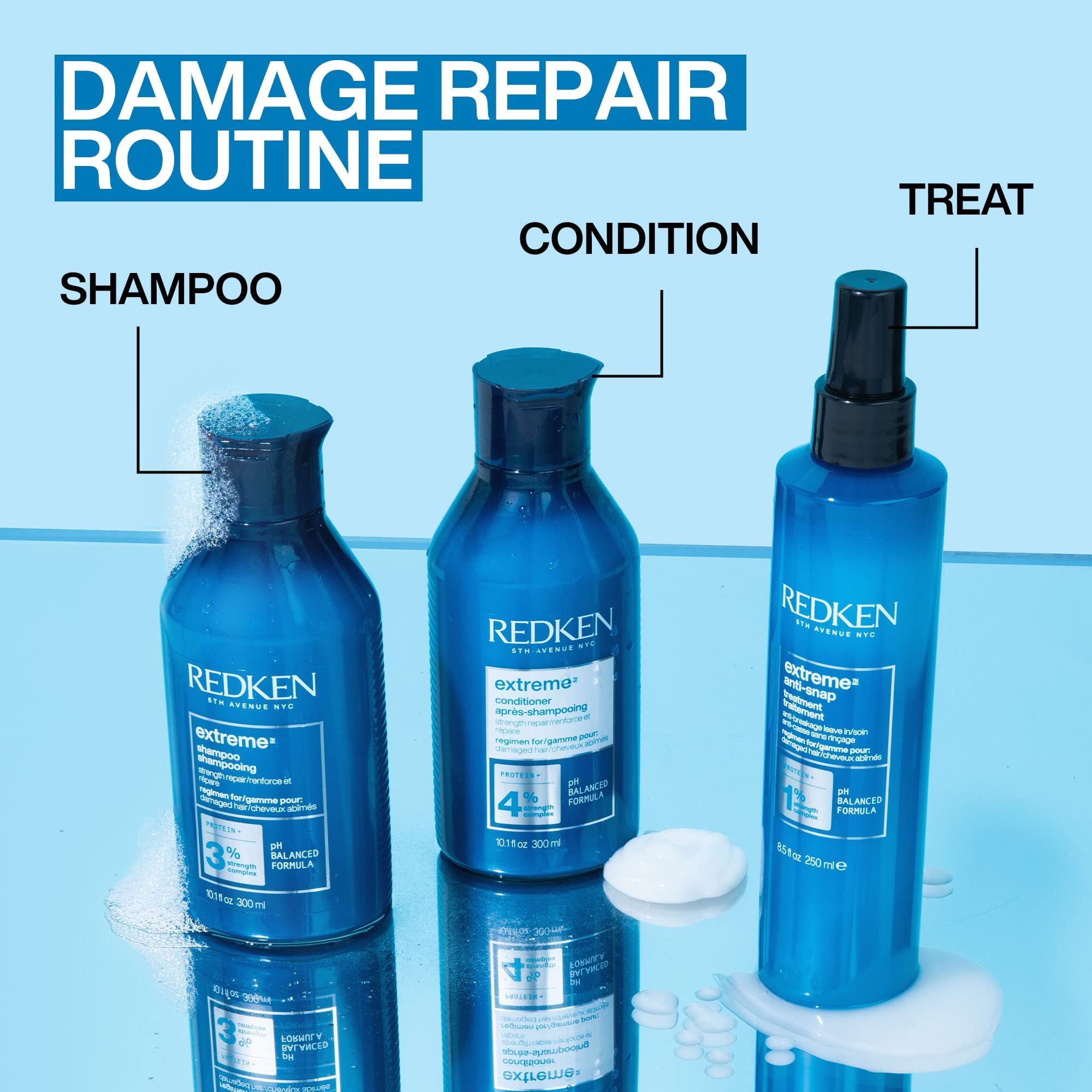 Redken Extreme Anti-Snap Anti-Breakage Leave-In Treatment | for Distressed Hair | Fortifies & Helps Reduce Breakage | Infused with Proteins | Updated Packaging | 8.5 Fl. Oz.