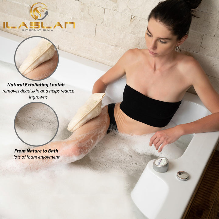 ILASLAN INTERNATIONAL, Premium Natural Loofah, Face and Body Scrubbers for Use in Shower, Dual Side, Egyptian Luffa, Bath Sponge, Eco Friendly Organic Loofa, Skin Care for Women and Men, 2 Piece Set