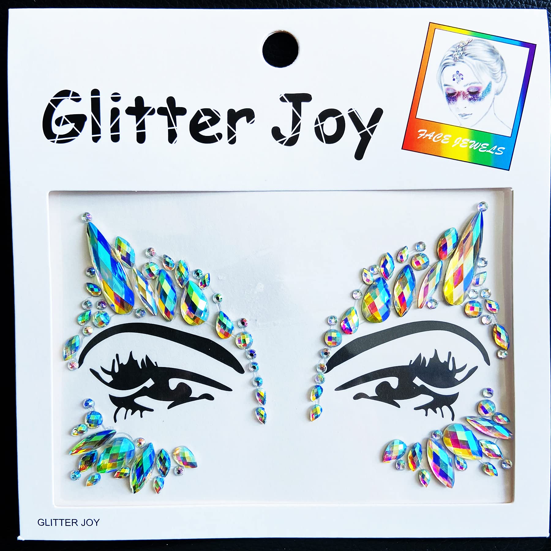 Rhinestone Face Gems Jewels, Festival Face Jewels Tattoo Stickers, Rave Crystals Body Gems Stick on Face, Body Gem Stones Bindi Temporary Face Tattoos for Festival Rave, 6-Pack,AB-Color