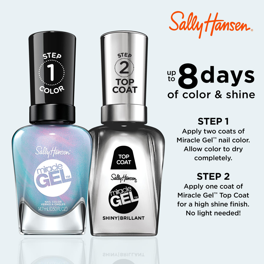 Sally Hansen Miracle Gel Nail Polish, Flash-Ionista, 0.5 Ounce