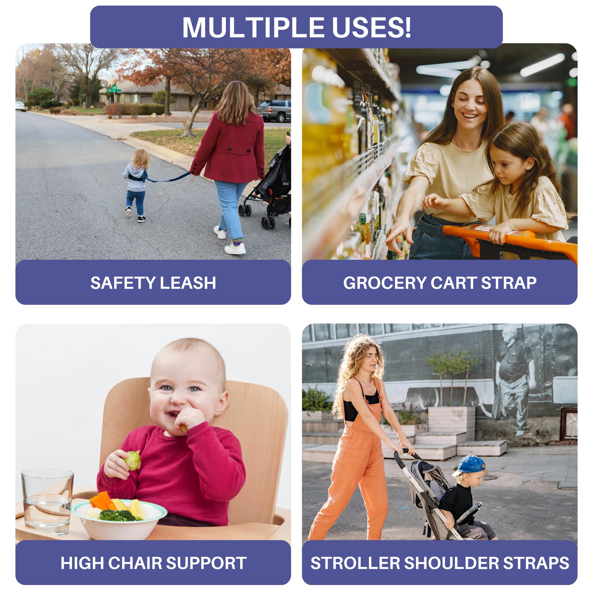 Toddler Leash & Harness for Child Safety - Keep Kids & Babies Close - Padded Shoulder Straps for Children's Comfort - Fits Toddlers w/ Chest Size 14-25.5 Inches - Kid Keeper by Mommy's Helper (Blue)