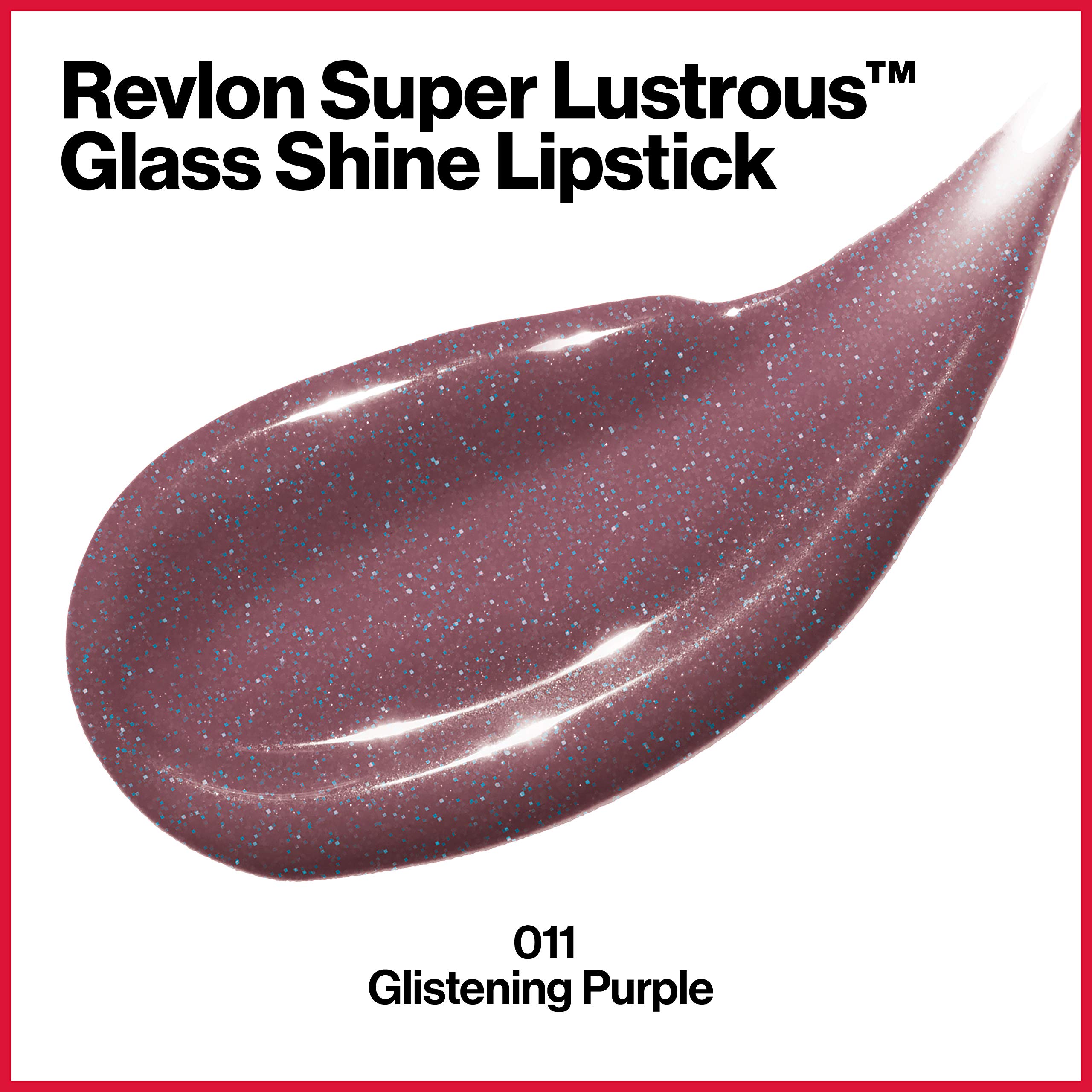 REVLON Super Lustrous Glass Shine Lipstick, Flawless Moisturizing Lip Color with Aloe, Hyaluronic Acid and Rose Quartz, Glistening Purple (011), 0.15 oz