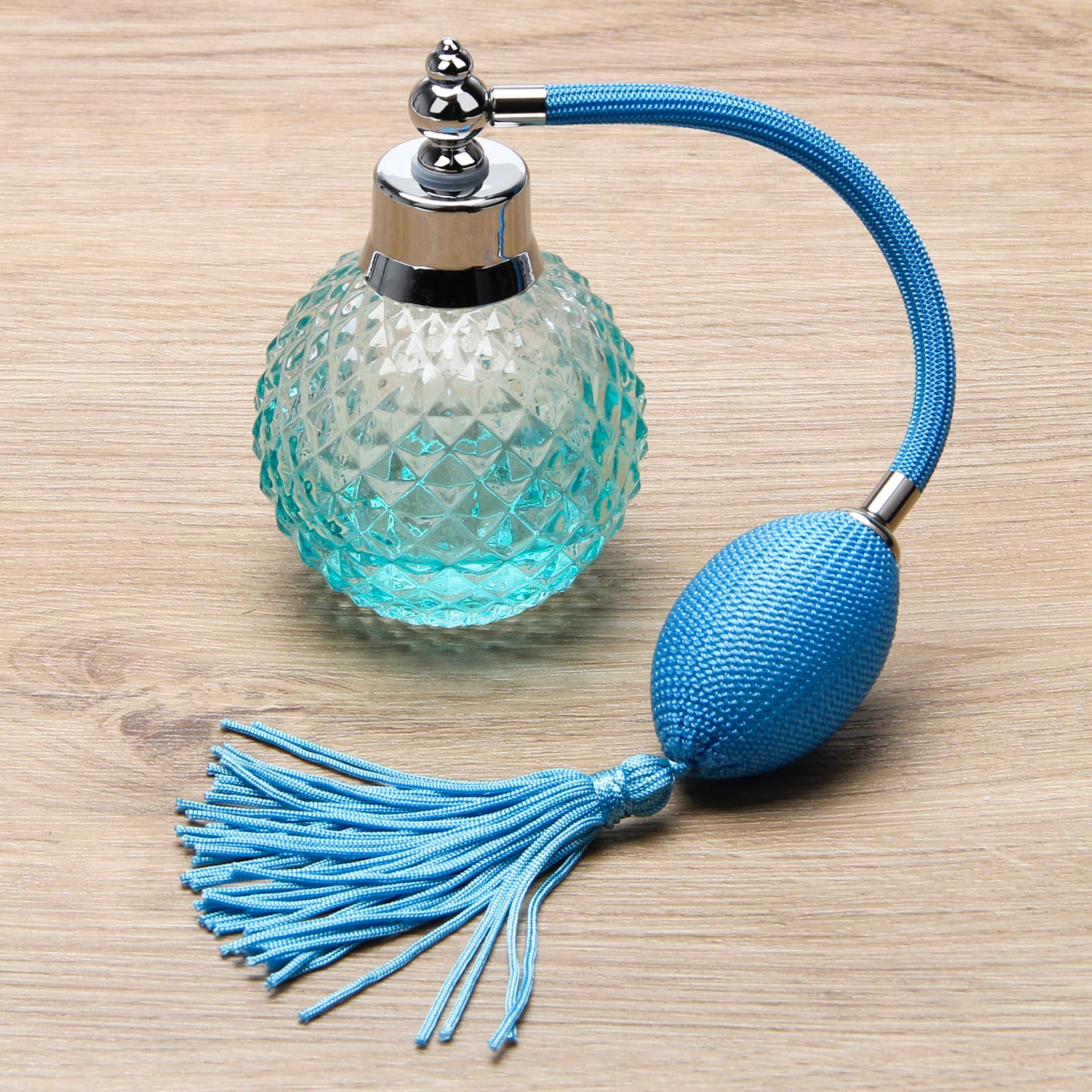 Coolrunner Crystal Art Vintage Style Refillable Perfume Atomizer Long Spray Bottle 100ml (Blue)