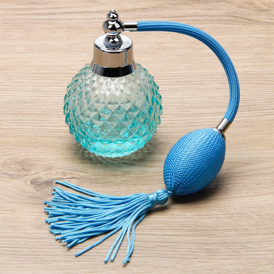 Coolrunner Crystal Art Vintage Style Refillable Perfume Atomizer Long Spray Bottle 100ml (Blue)