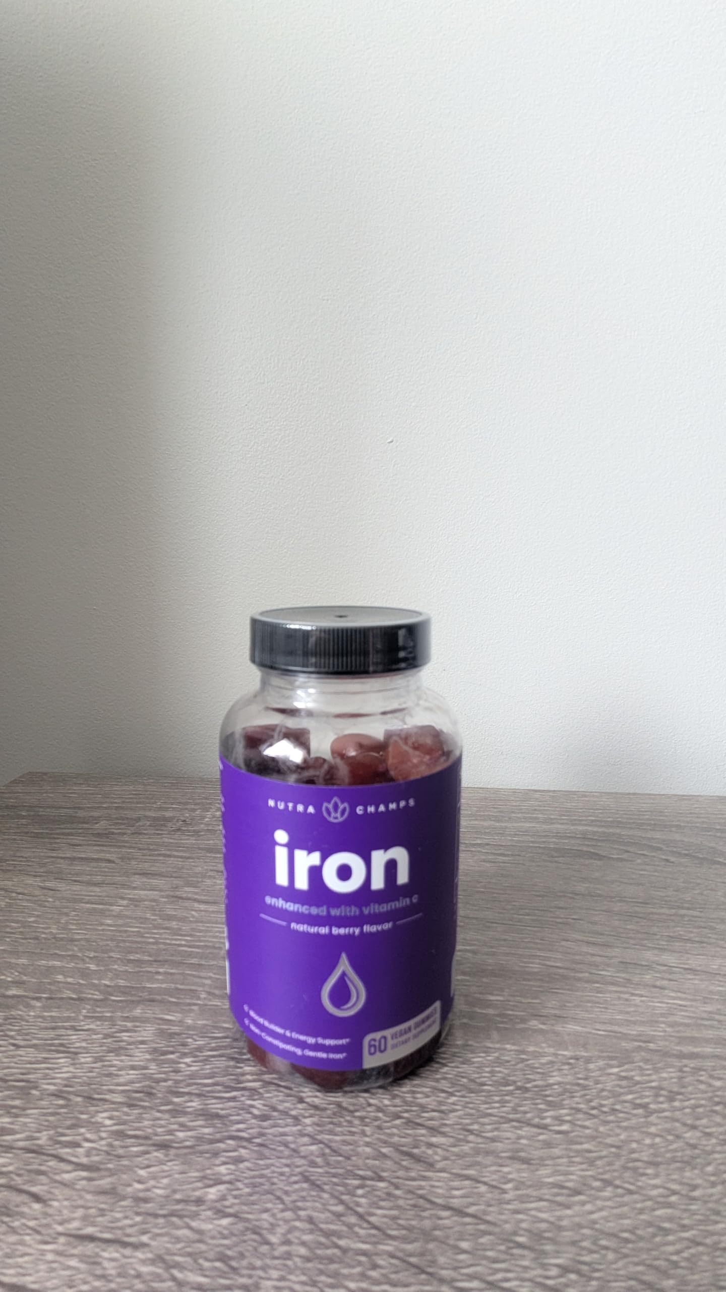 NutraChamps Iron Gummies with Vitamin C, 20mg Iron Gummies for All, Blood Cell Formation Support, 120 Gummies, Iron Gummy for Iron Deficiency & Anemia, Energy, Focus, Immune Boost Pack of 2