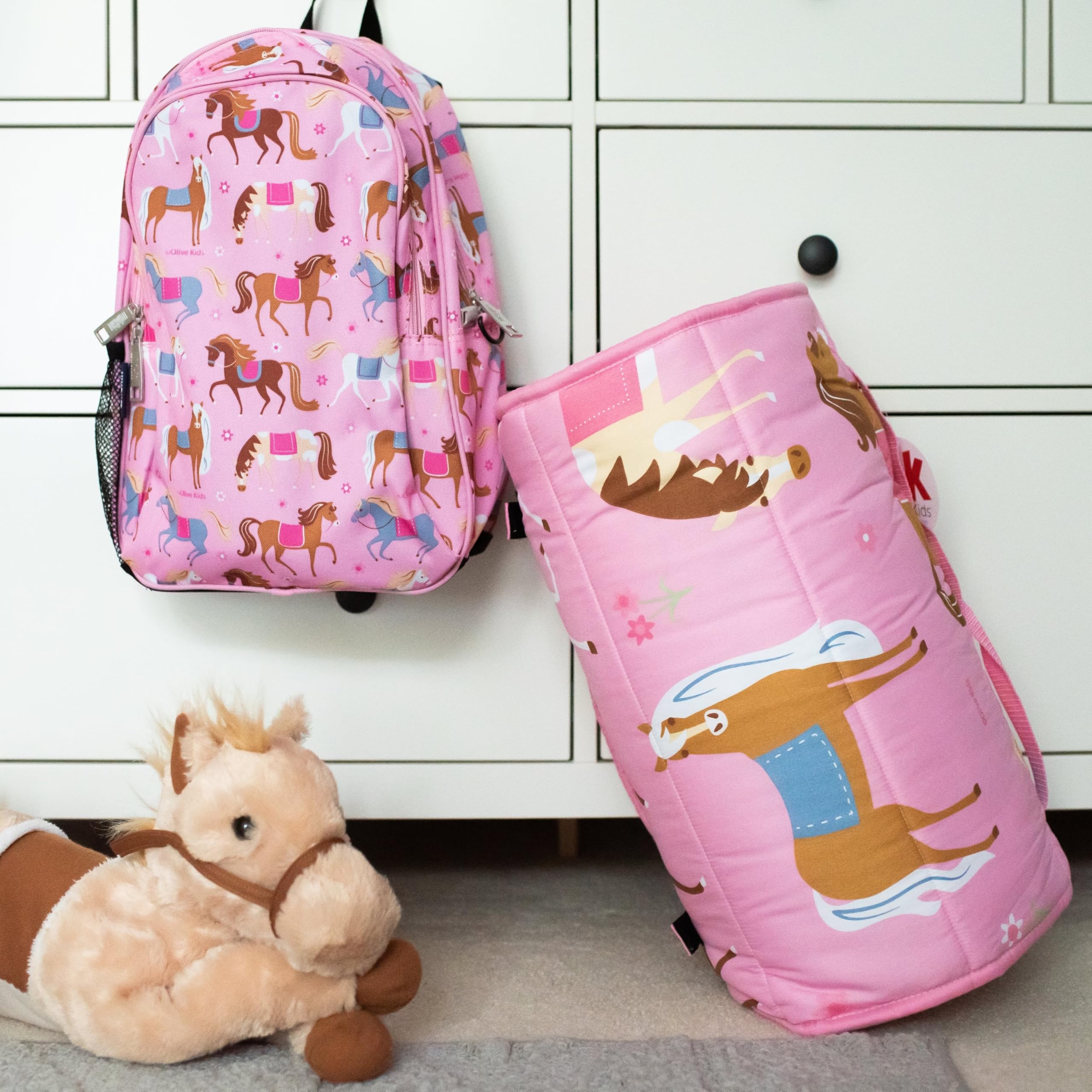 Wildkin Kids Microfiber Nap Mat – Soft Sleep Mat with Pillow, Ideal for School & Travel - Horses