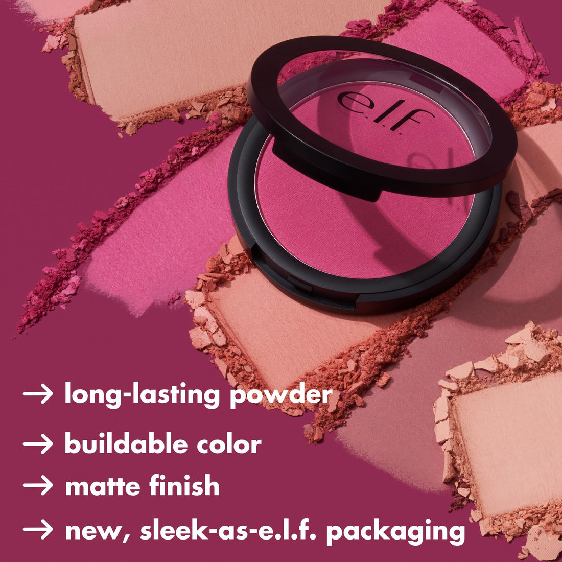 e.l.f. Primer-Infused Matte Blush, Long-Lasting, Lightweight & Buildable Powder Blush, Delivers A Matte Finish, Vegan & Cruelty-Free, Always Crushing