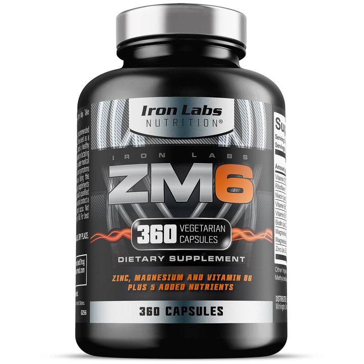 Iron Labs ZM6 - High Strength Zinc and Magnesium Supplement - 360 Vegetarian Capsules (6 Month Supply) - Super Enhanced Zinc Magnesium Aspartate and B6 Complex