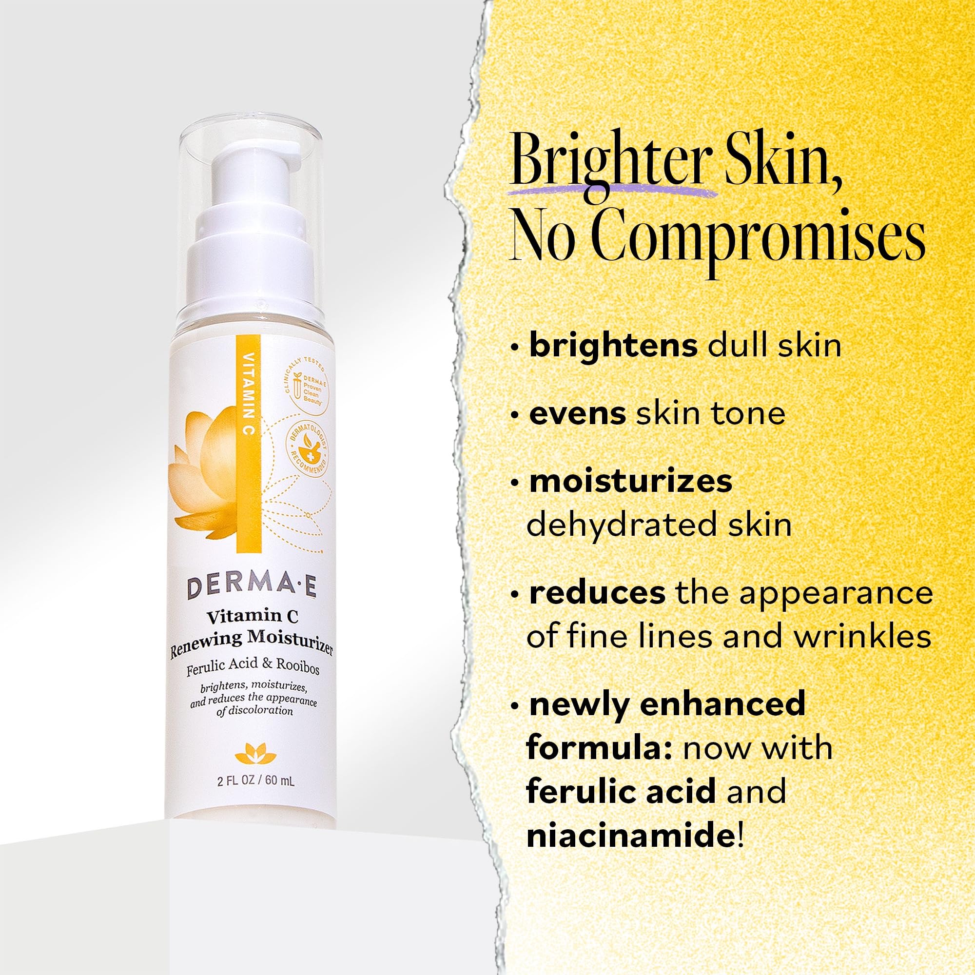 Derma E Vitamin C Renewing Moisturizer – Brightening and Hydrating Facial Skin Renewing Cream – Anti-Aging Facial Moisturizer and Day Cream, 2 oz