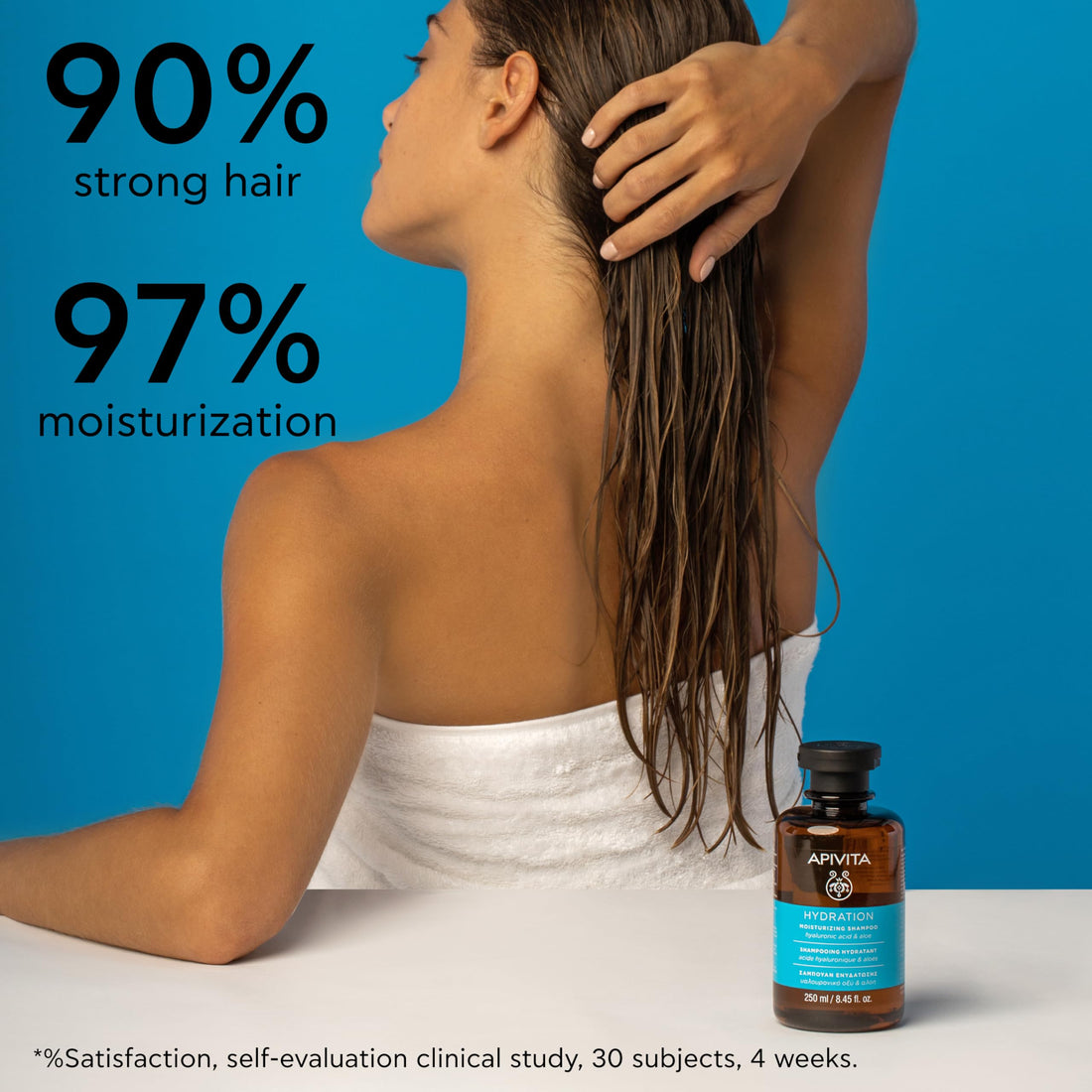 Apivita Hydration Shampoo - Natural moisturizing shampoo with hyaluronic acid, aloe and honey - Offers deep hair hydration, frizz control, hair breakage and split ends prevention