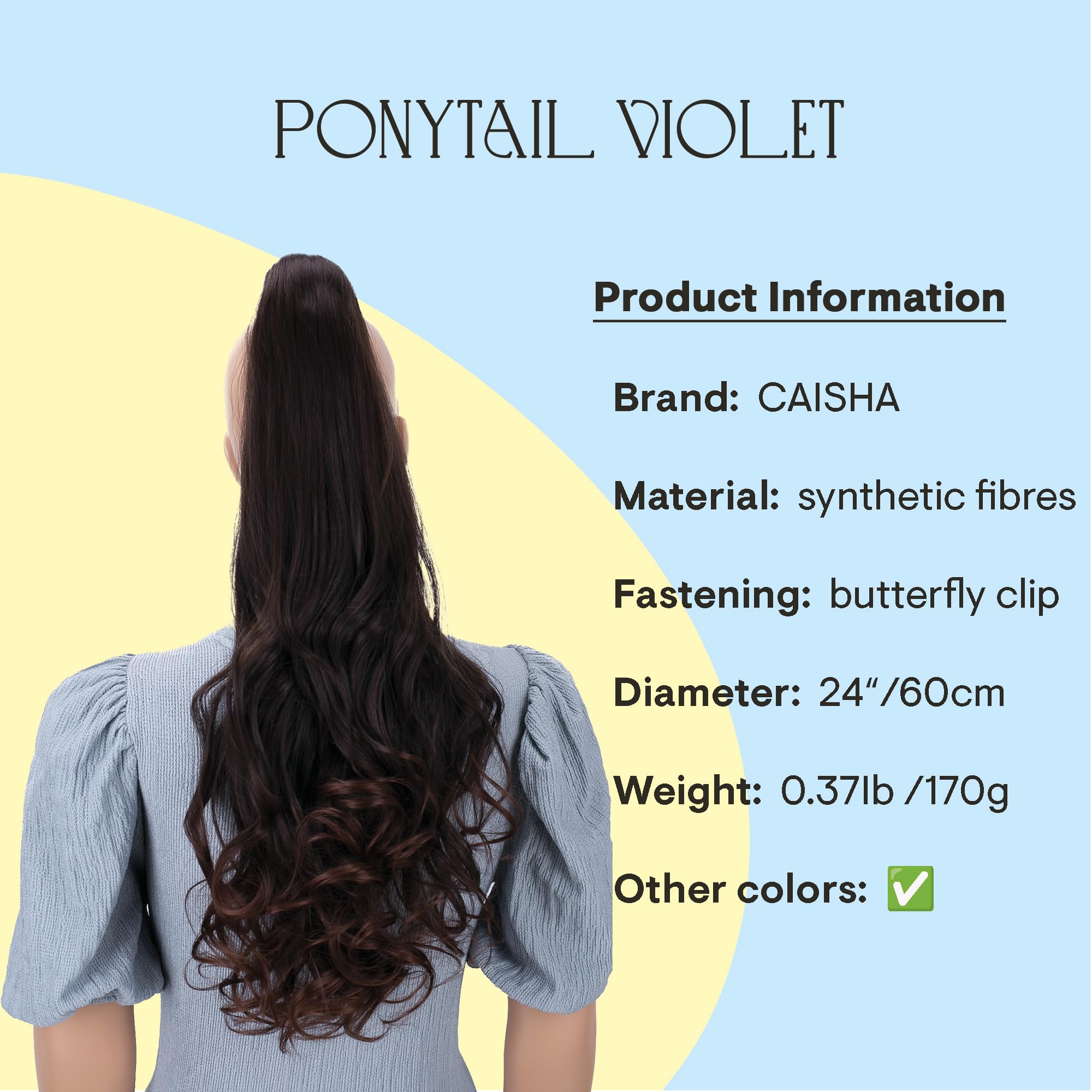 brown mix #2T33 H46 : PRETTYSHOP 24 Hair Piece Pony Tail Extension Very Long & Voluminous Curly Or Wavy Heat-Resisting H46
