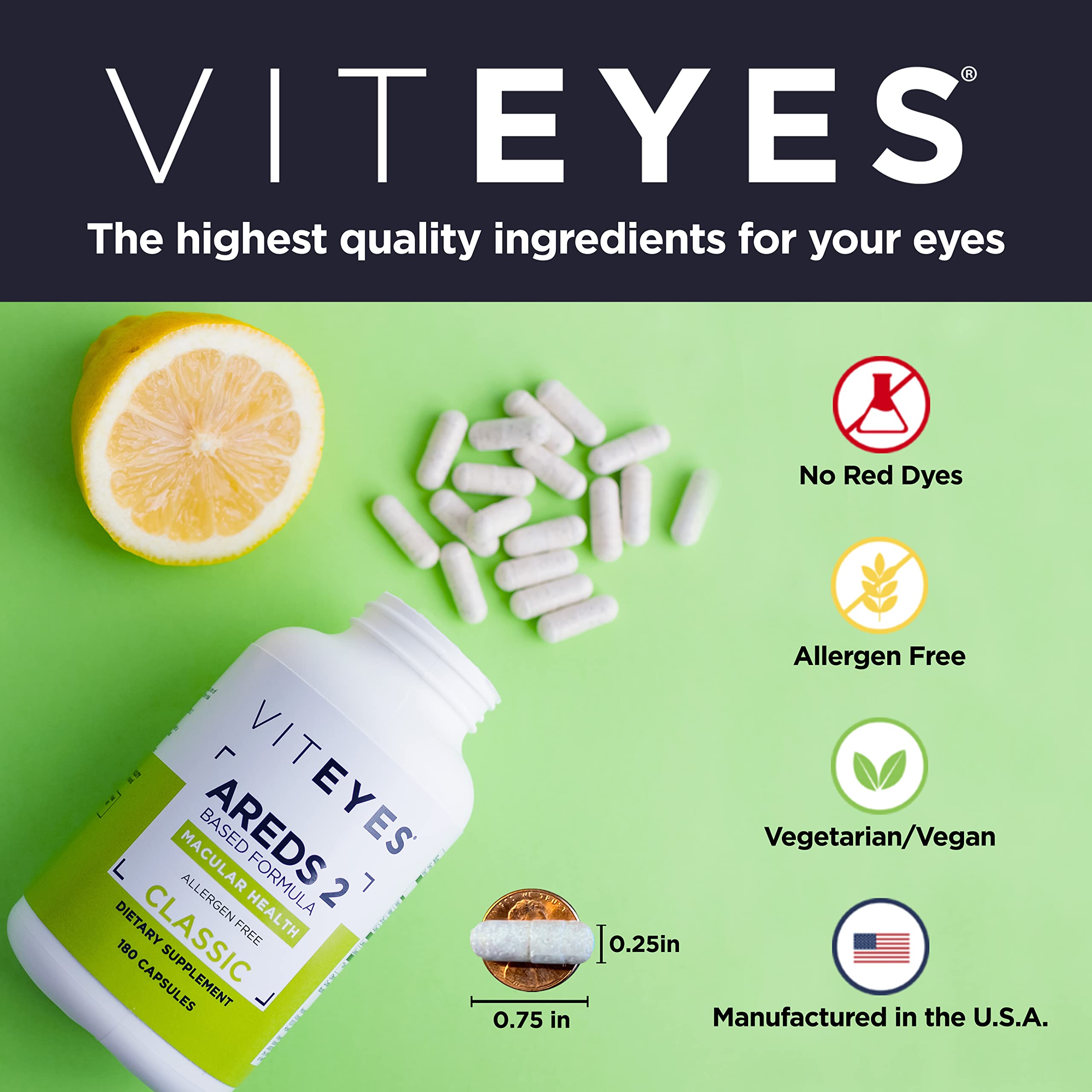 Viteyes AREDS 2 Capsules and Viteyes Multivitamin AREDS 2 Companion, Single Daily Dose Eye Vitamins, 3 Month Supply